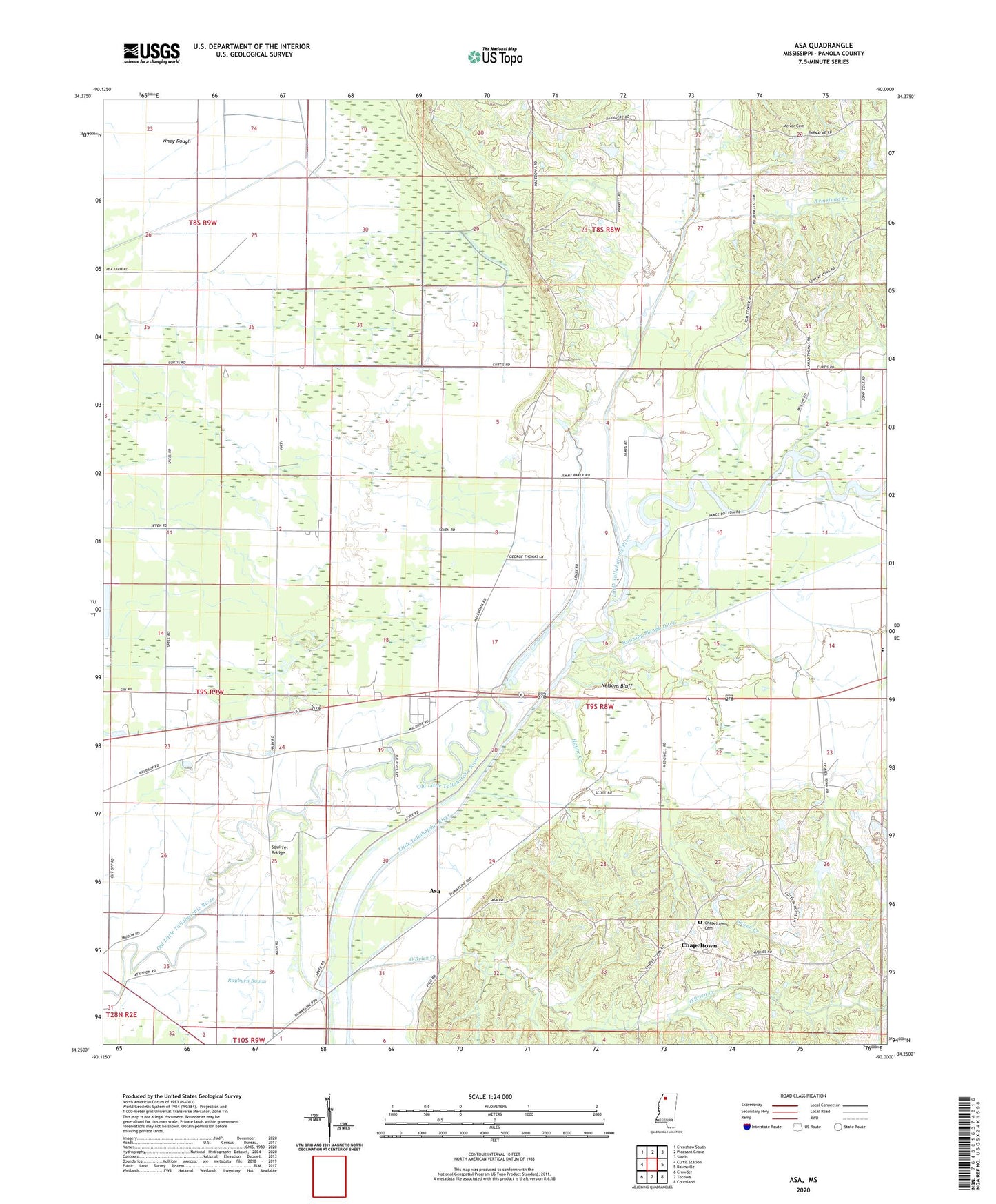Asa Mississippi US Topo Map Image