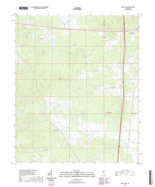 Bailey Lake Mississippi US Topo Map Image