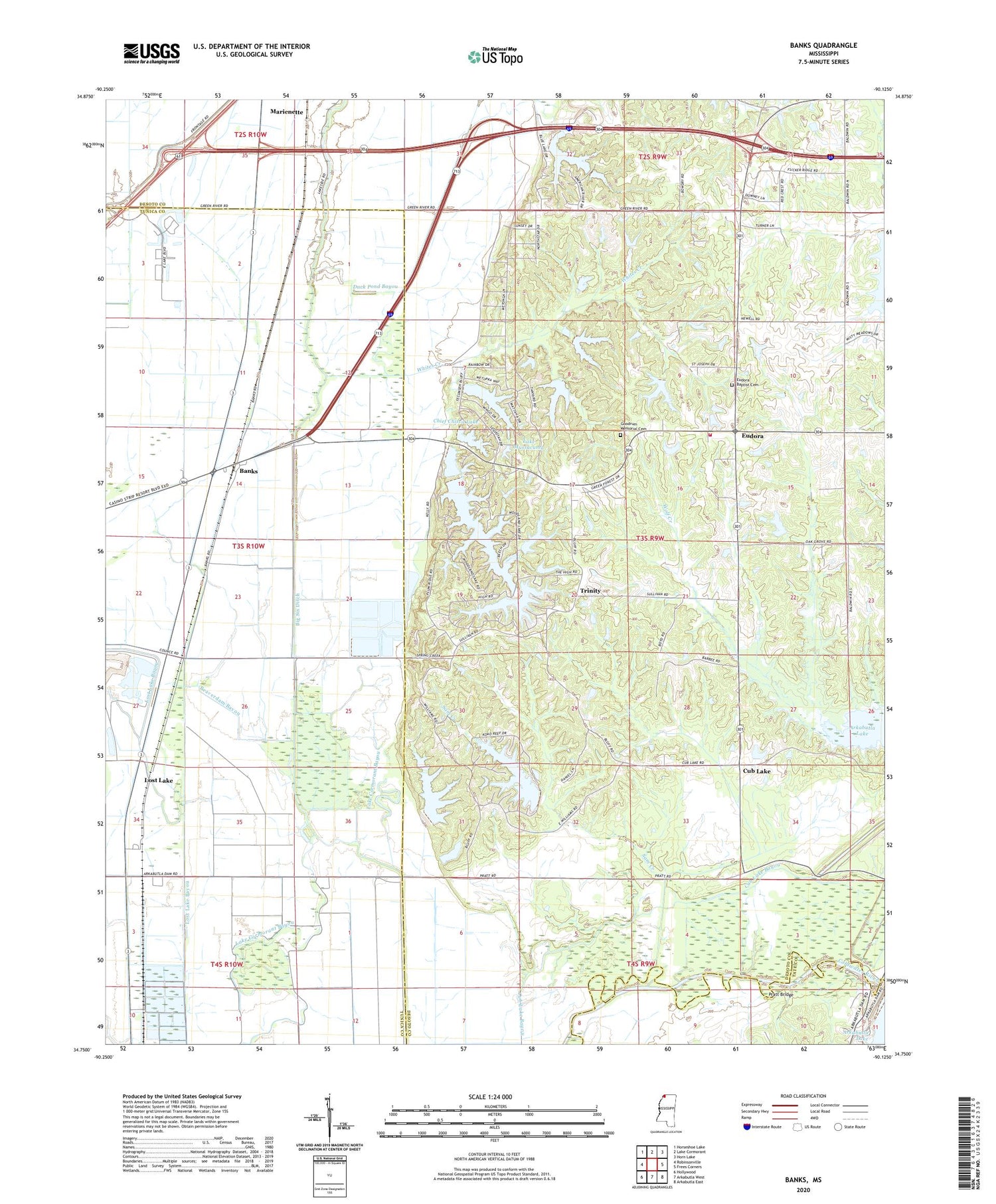 Banks Mississippi US Topo Map Image