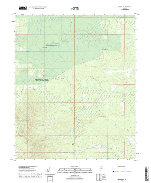 Barge Lake Mississippi US Topo Map Image