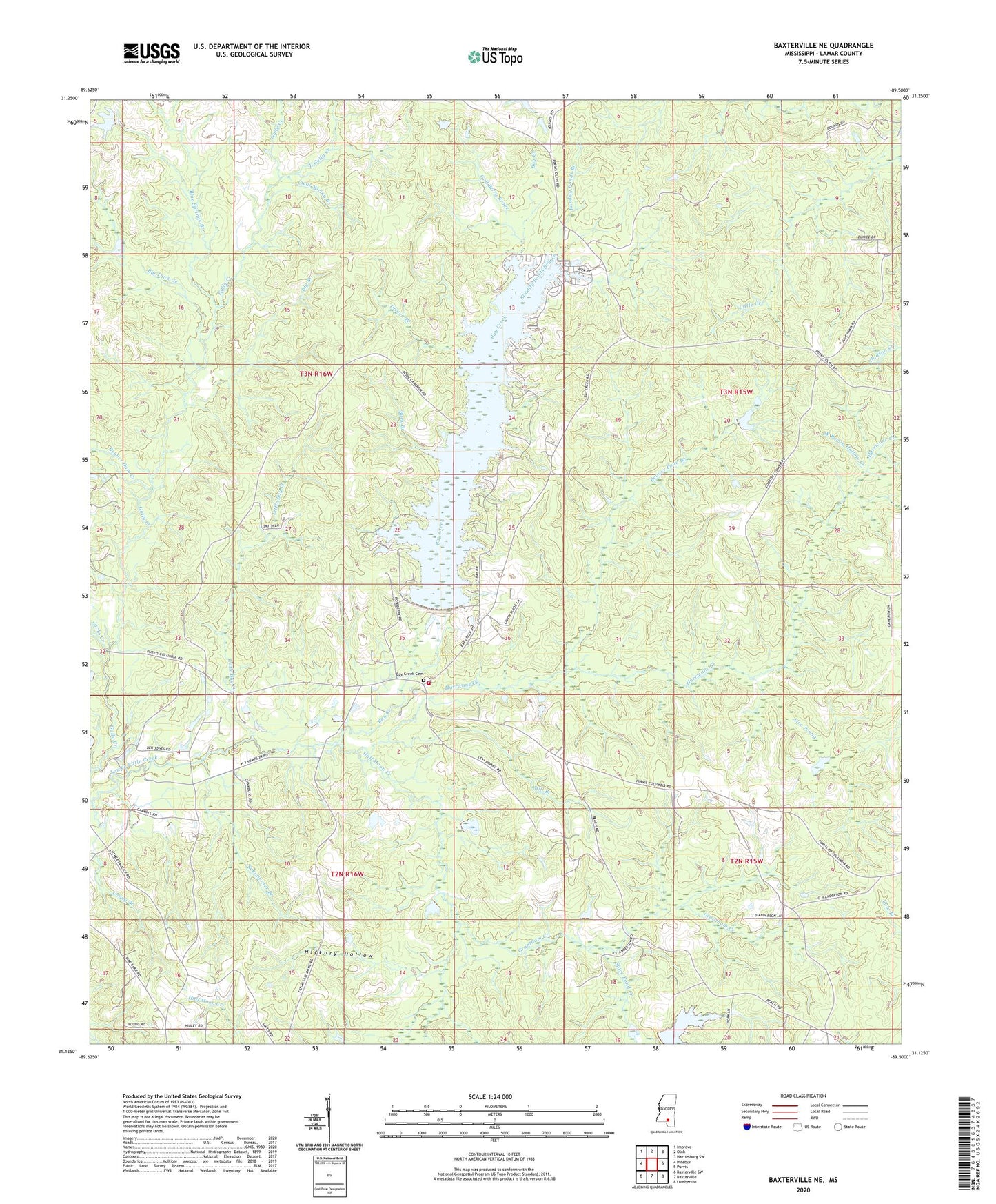 Baxterville NE Mississippi US Topo Map Image