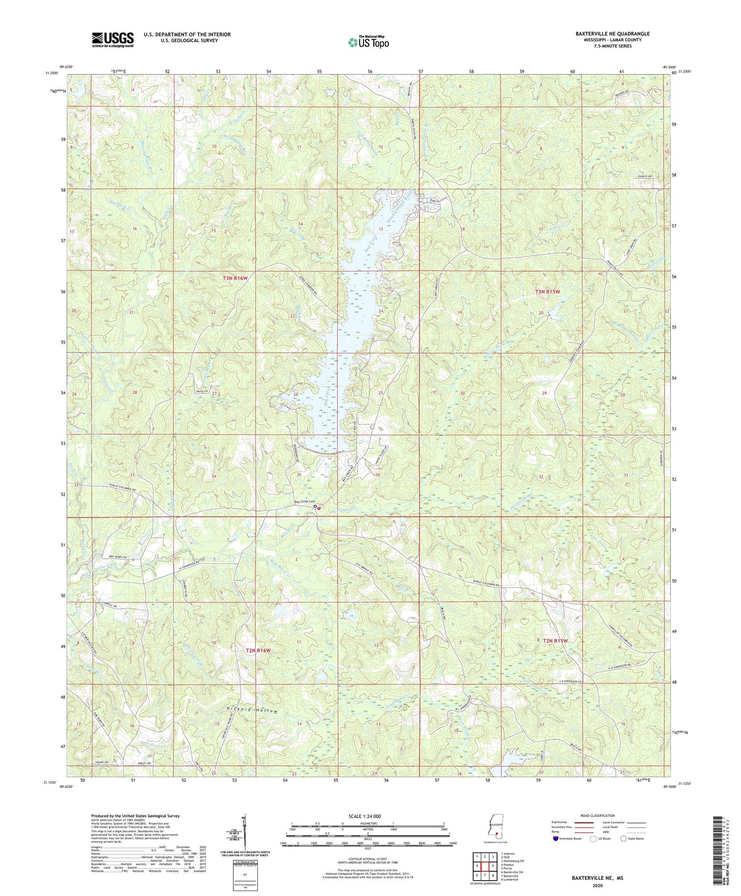 Baxterville NE Mississippi US Topo Map Image