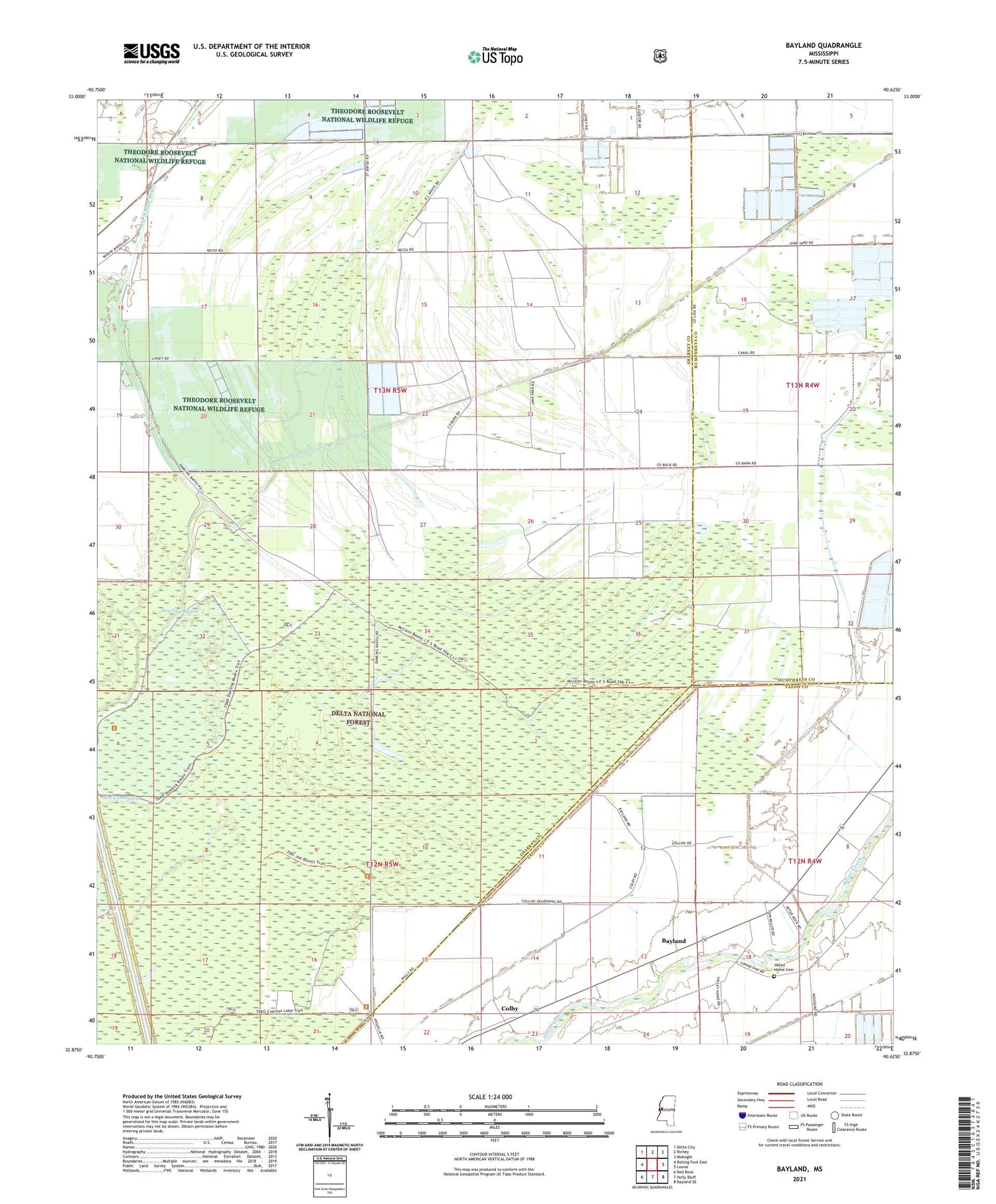 Bayland Mississippi US Topo Map Image