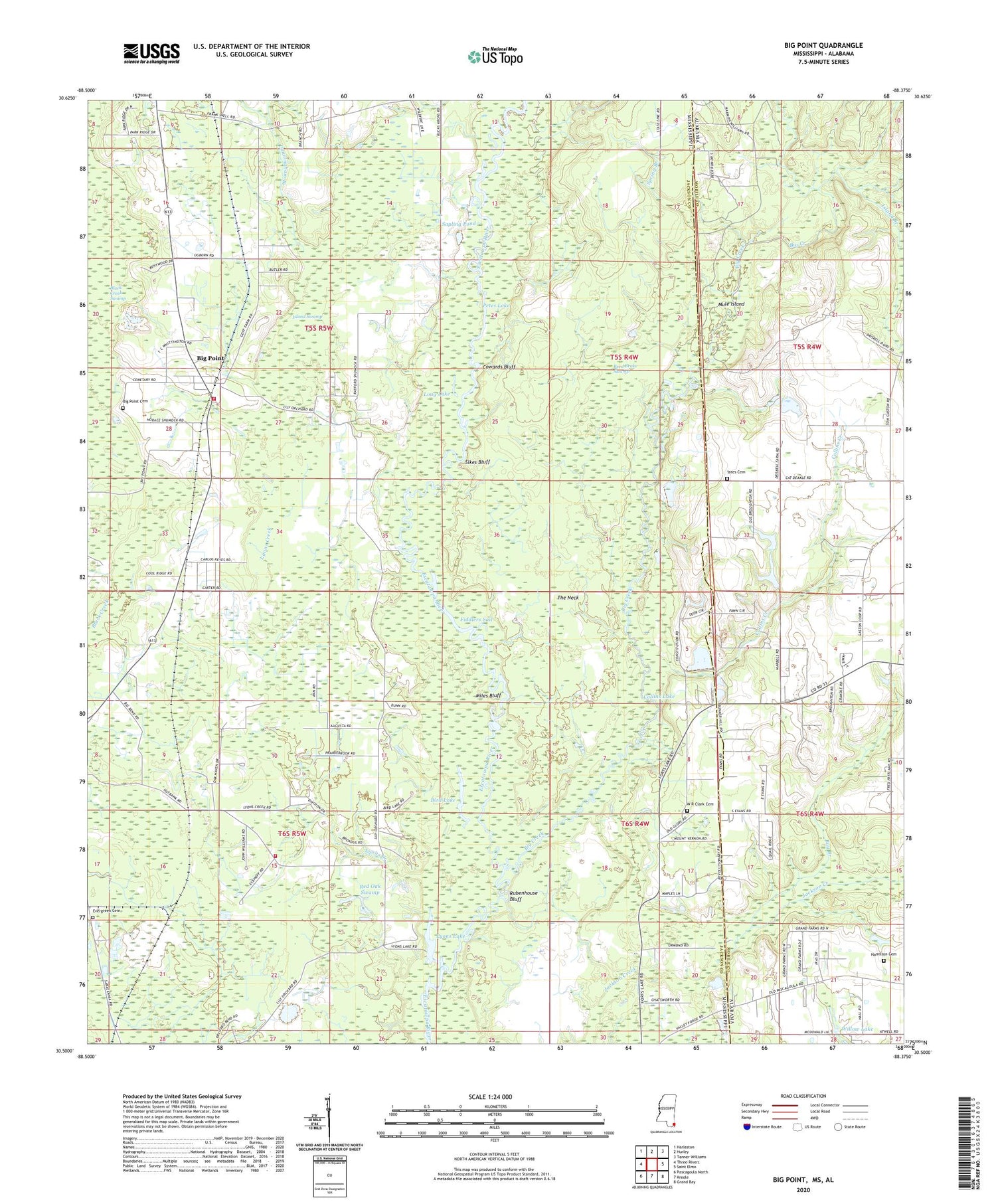 Big Point Mississippi US Topo Map Image