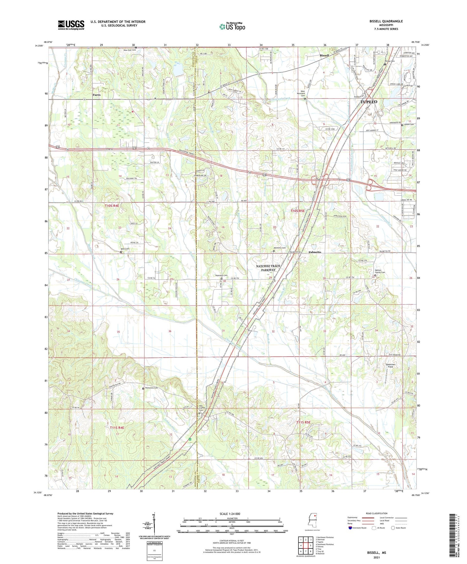 Bissell Mississippi US Topo Map Image