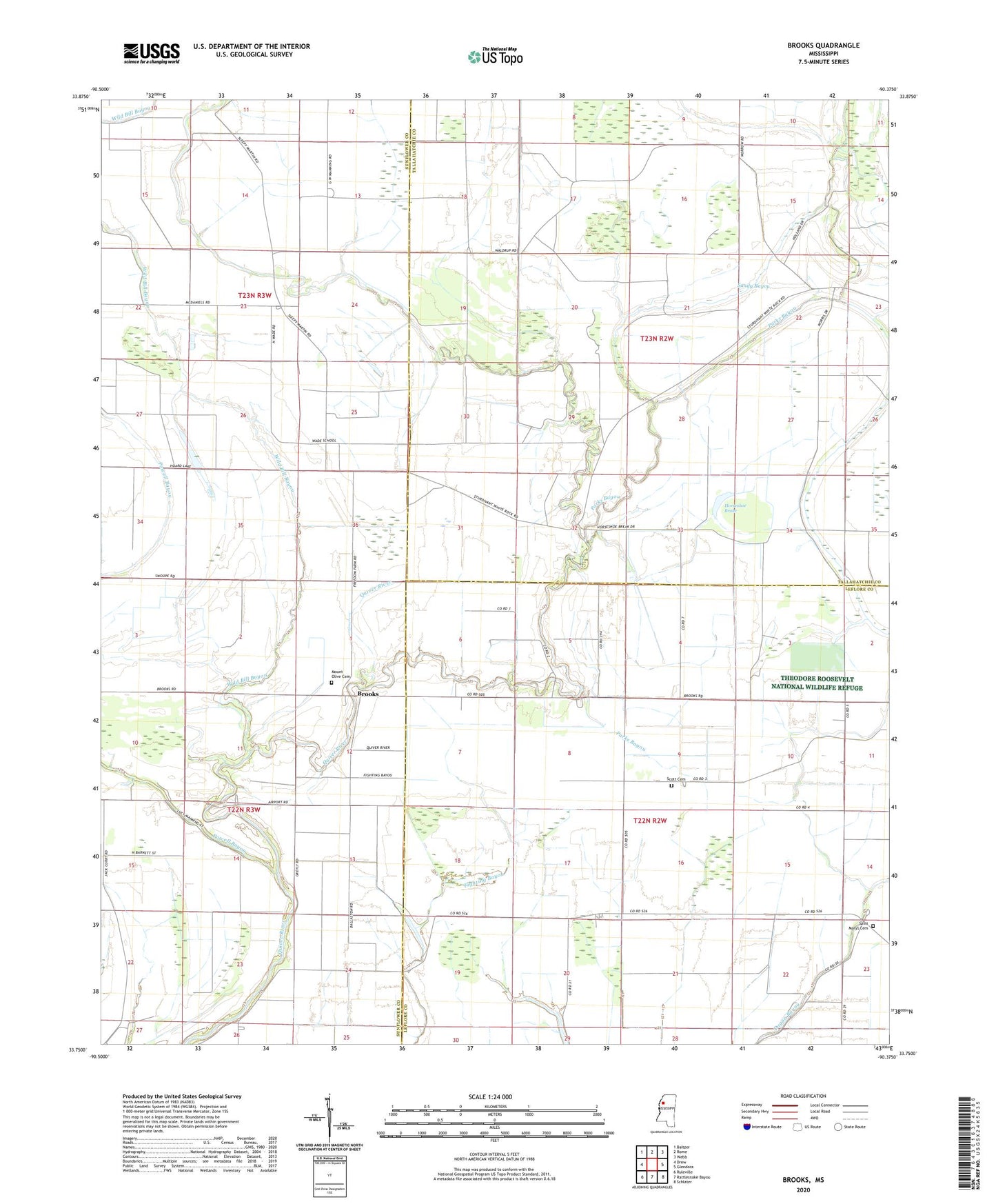 Brooks Mississippi US Topo Map Image