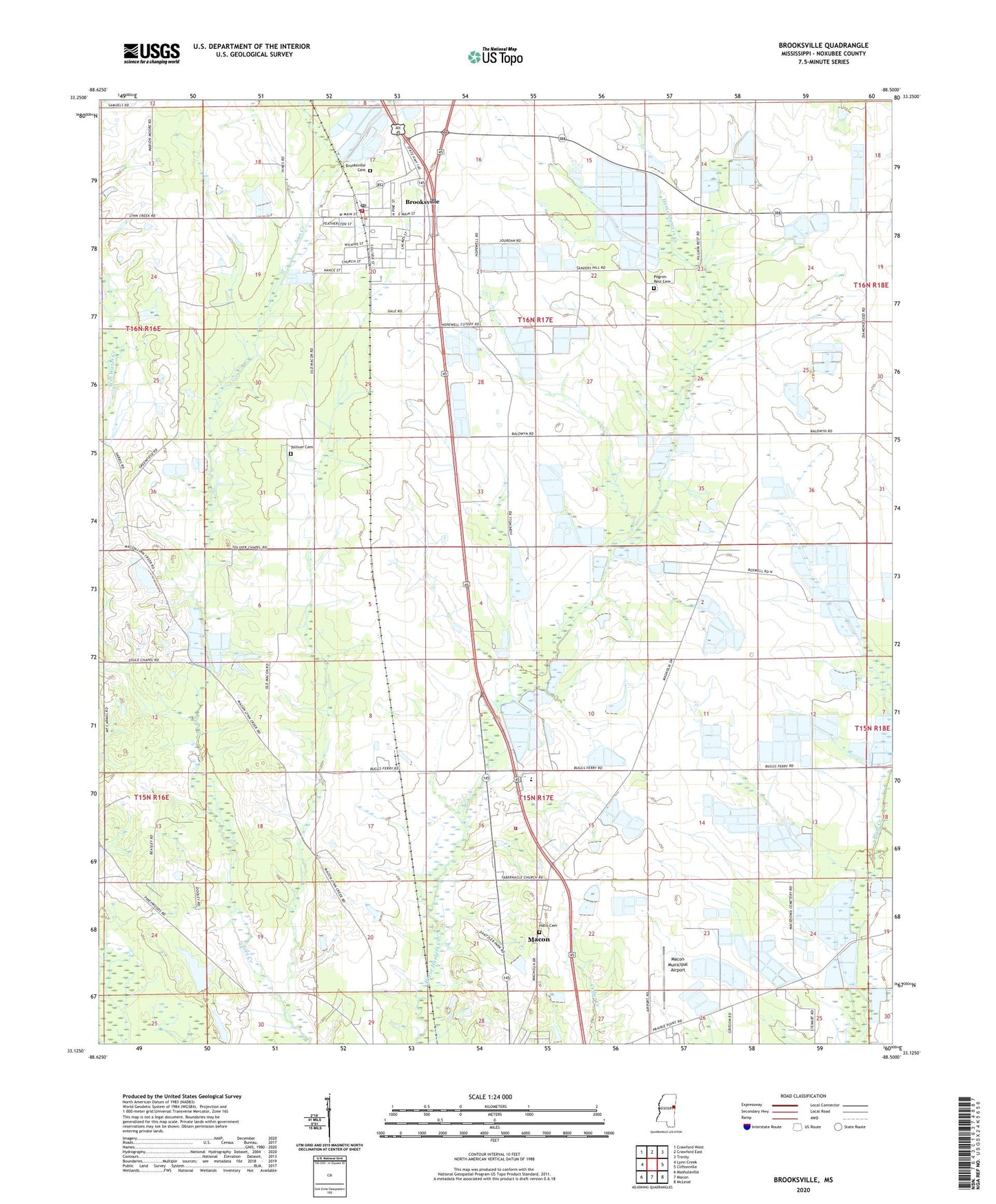Brooksville Mississippi US Topo Map Image
