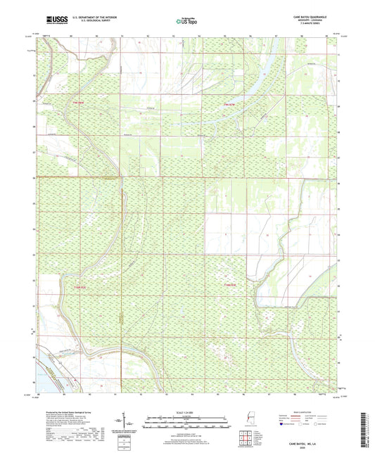 Cane Bayou Mississippi US Topo Map Image