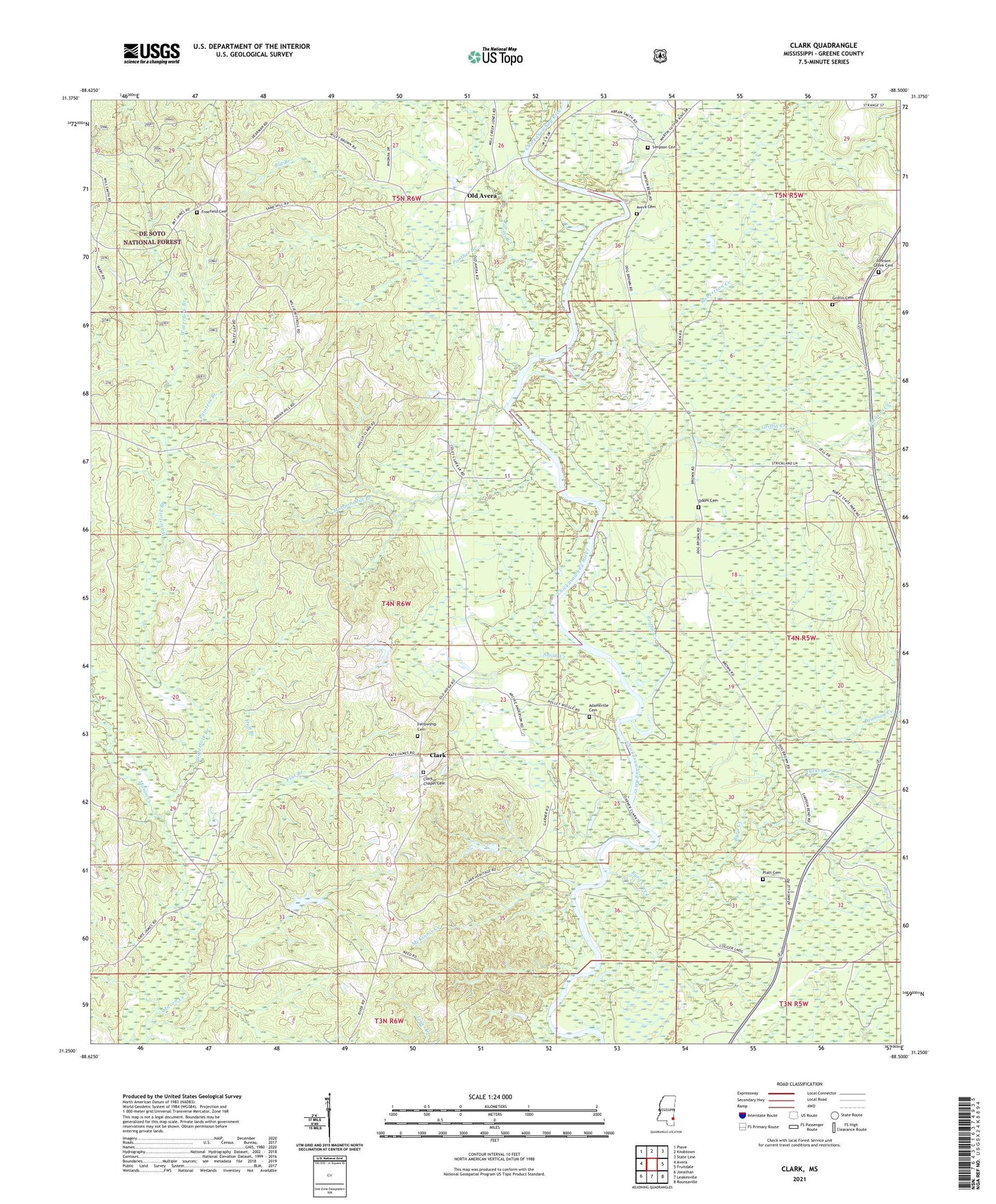 Clark Mississippi US Topo Map Image