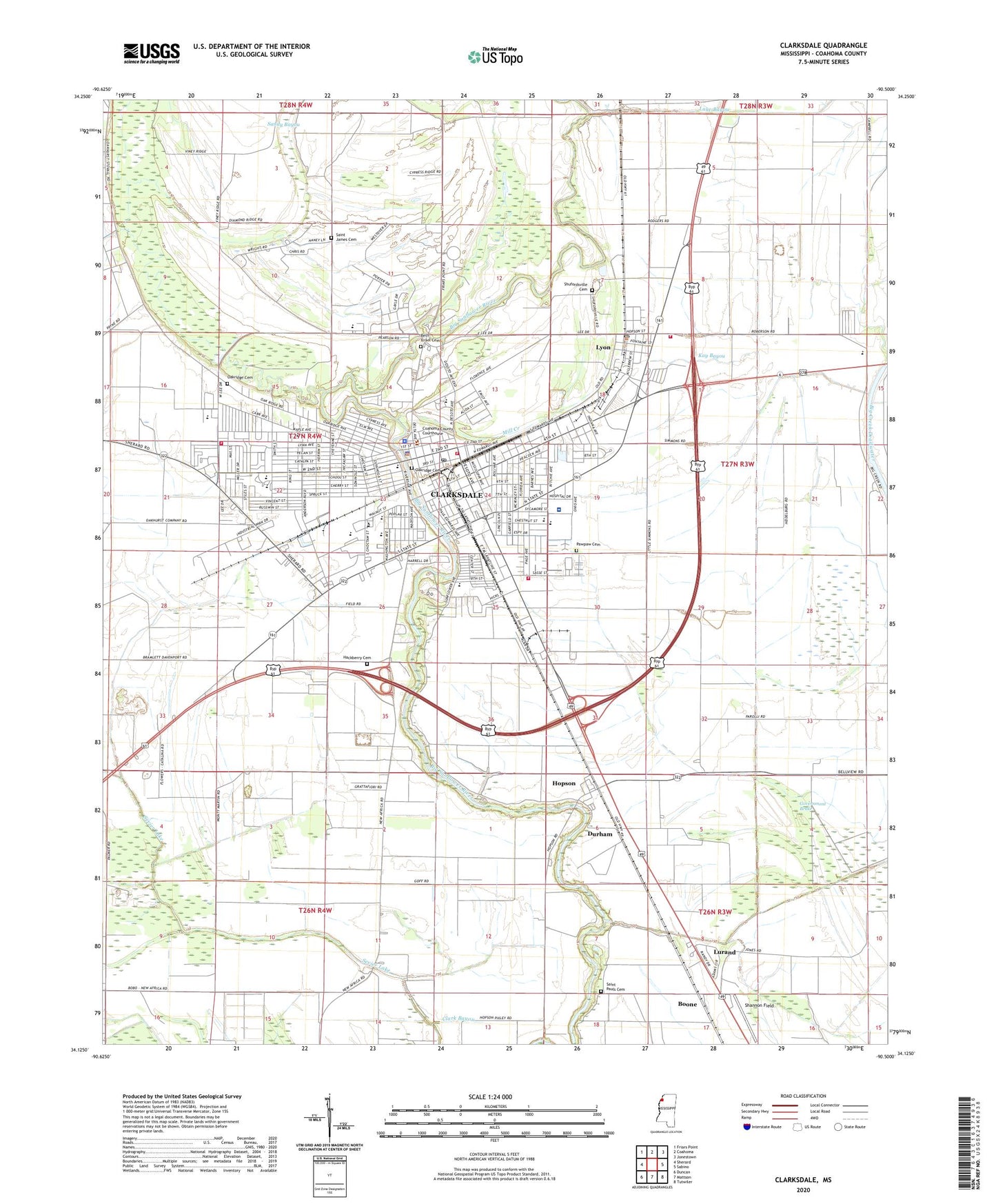 Clarksdale Mississippi US Topo Map Image