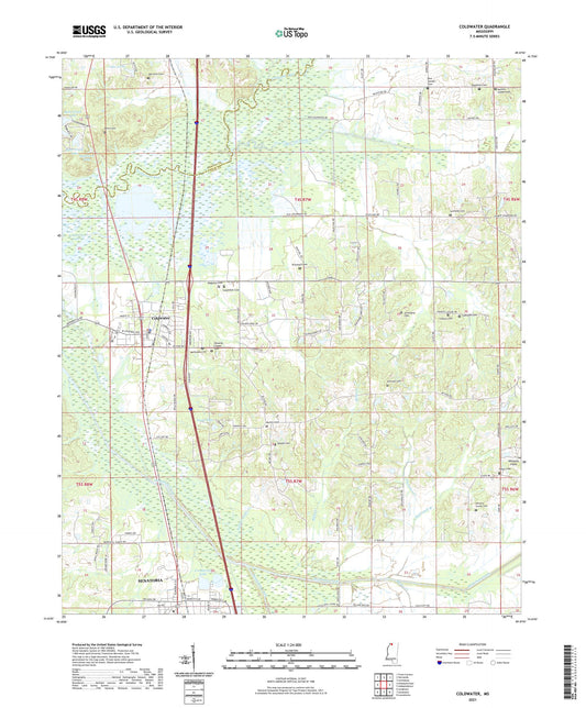 Coldwater Mississippi US Topo Map Image