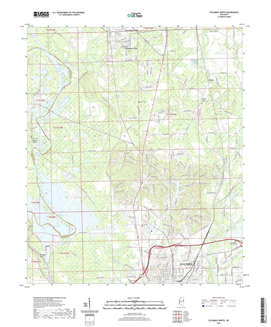 Columbus North Mississippi US Topo Map Image