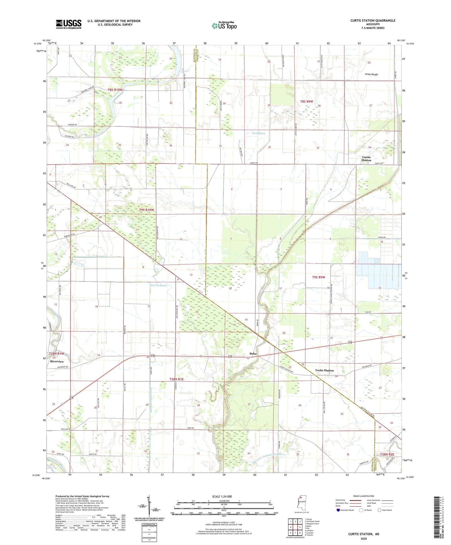 Curtis Station Mississippi US Topo Map Image