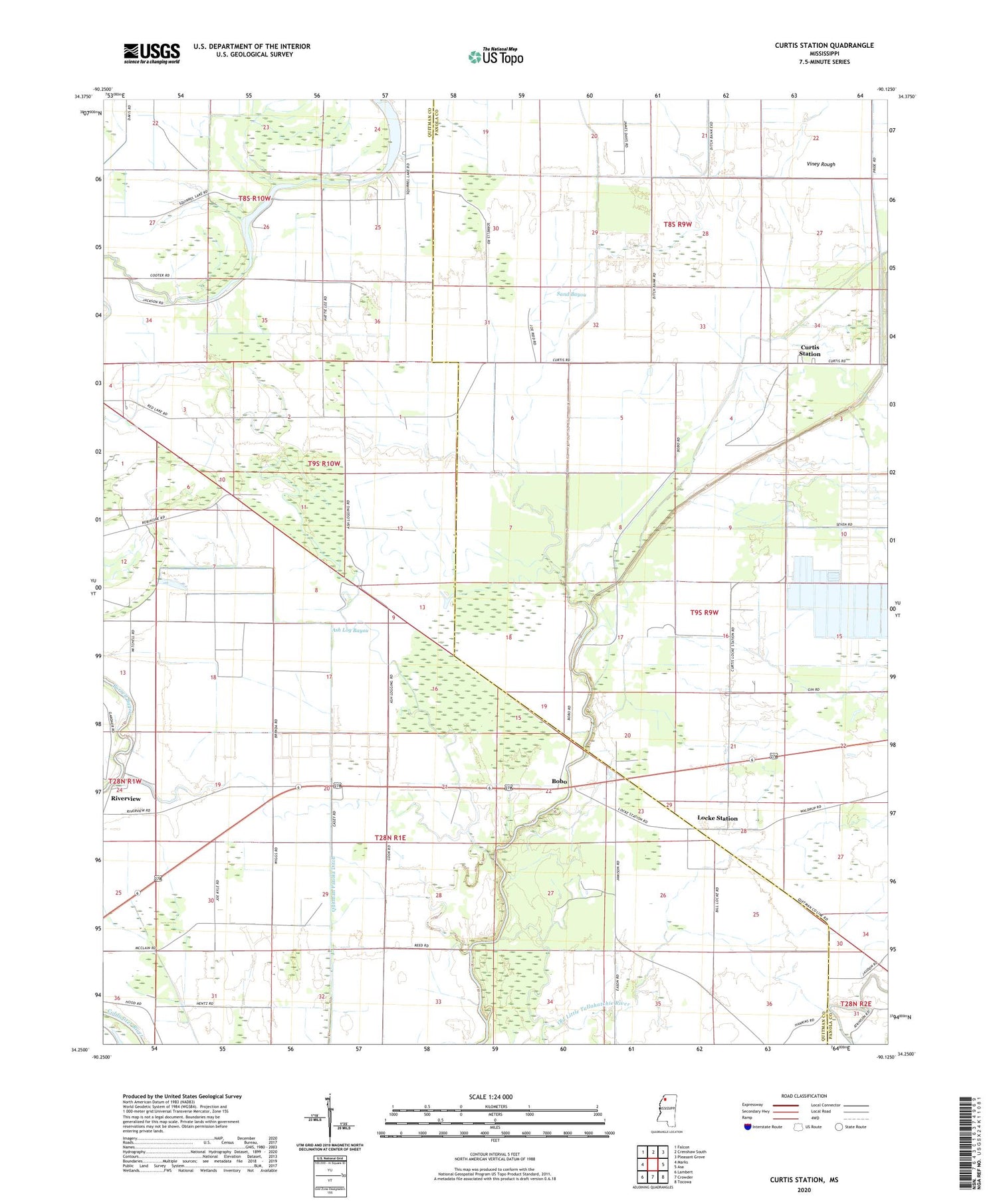 Curtis Station Mississippi US Topo Map Image