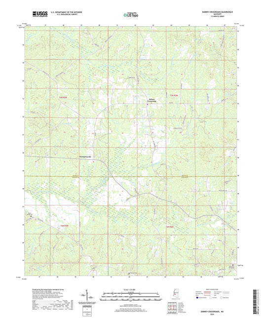 Dabney Crossroads Mississippi US Topo Map Image