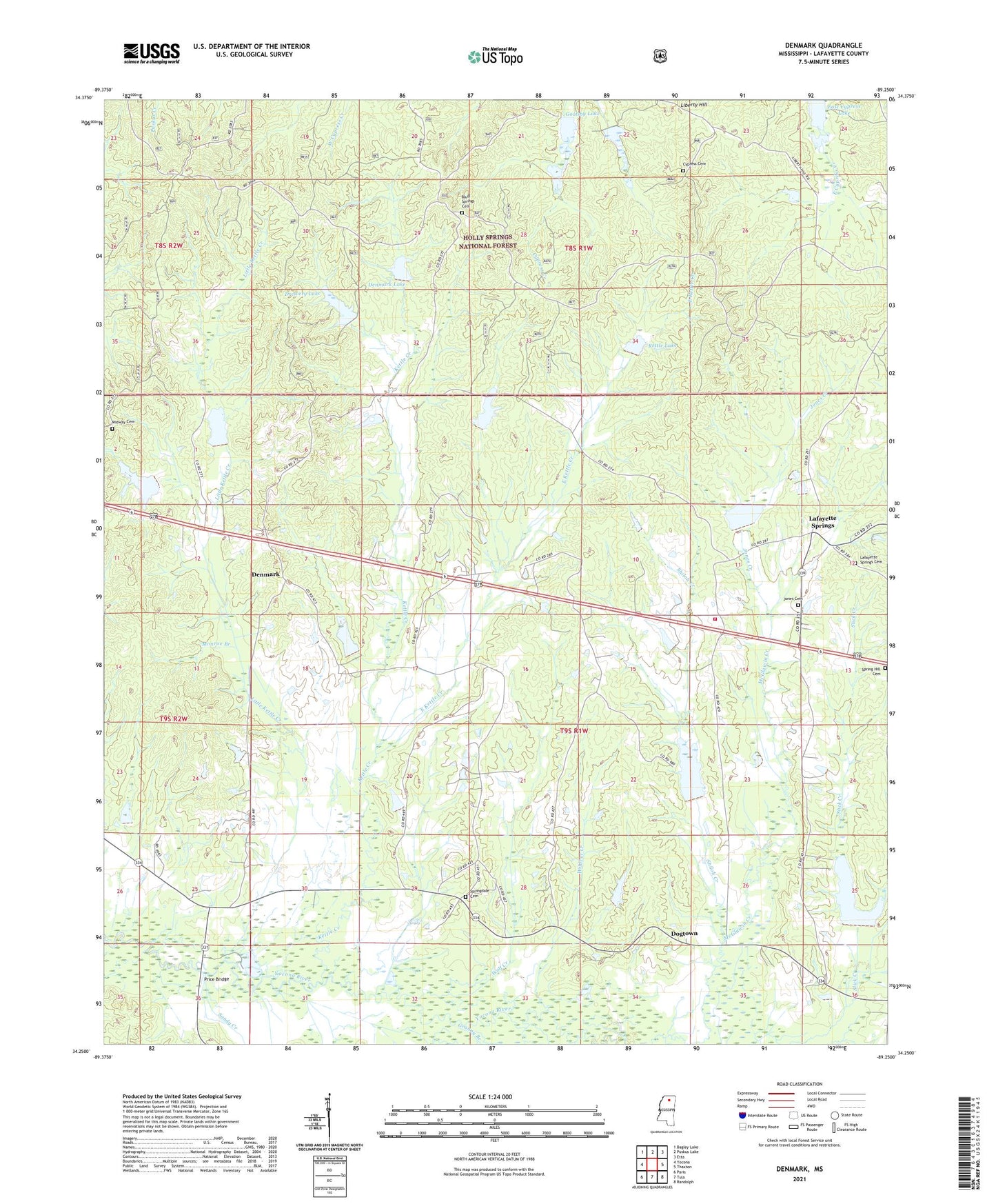 Denmark Mississippi US Topo Map Image
