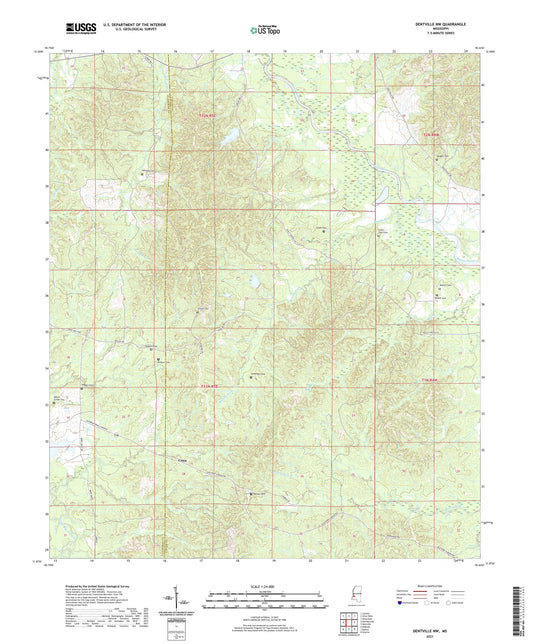 Dentville NW Mississippi US Topo Map Image