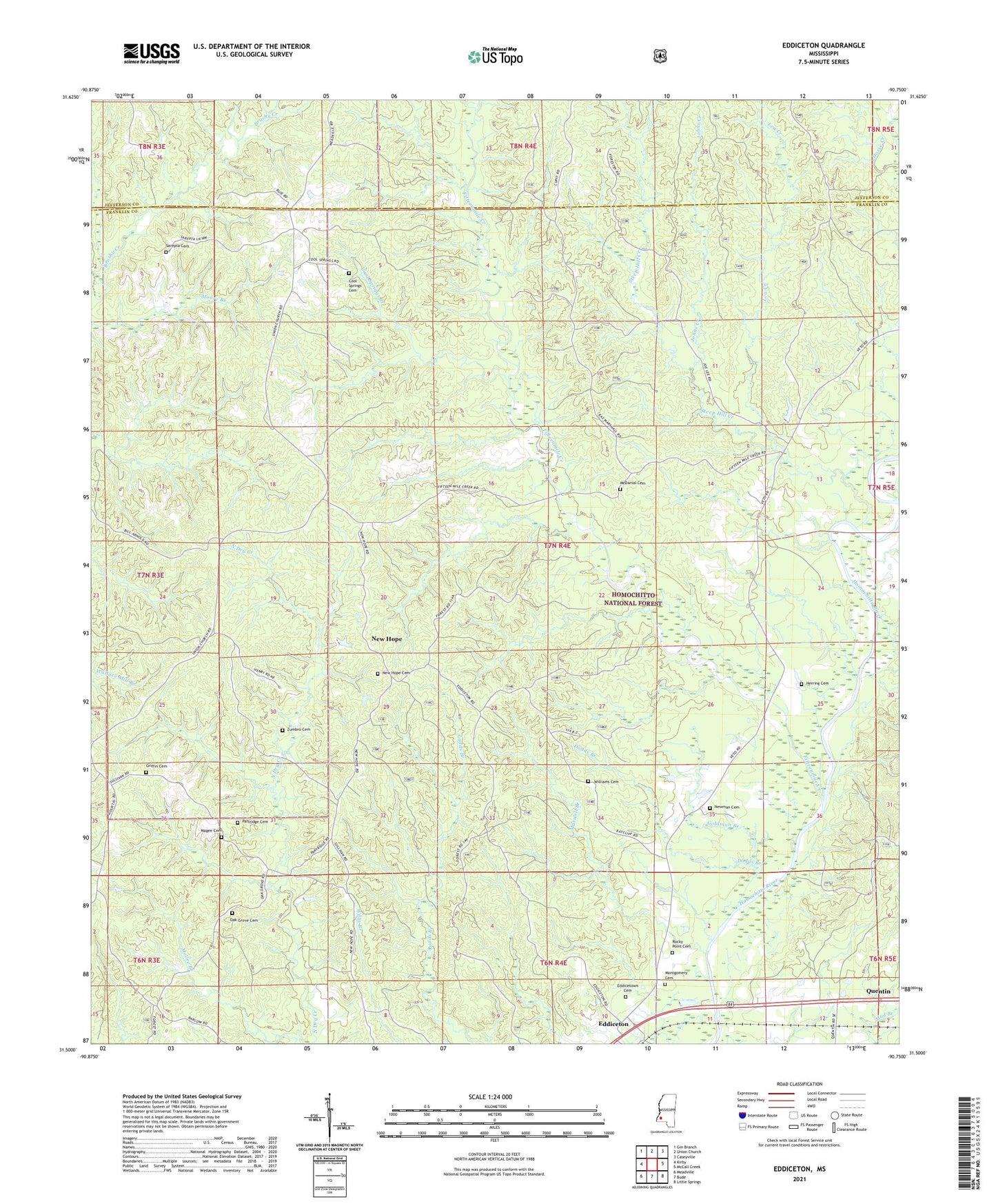 Eddiceton Mississippi US Topo Map Image