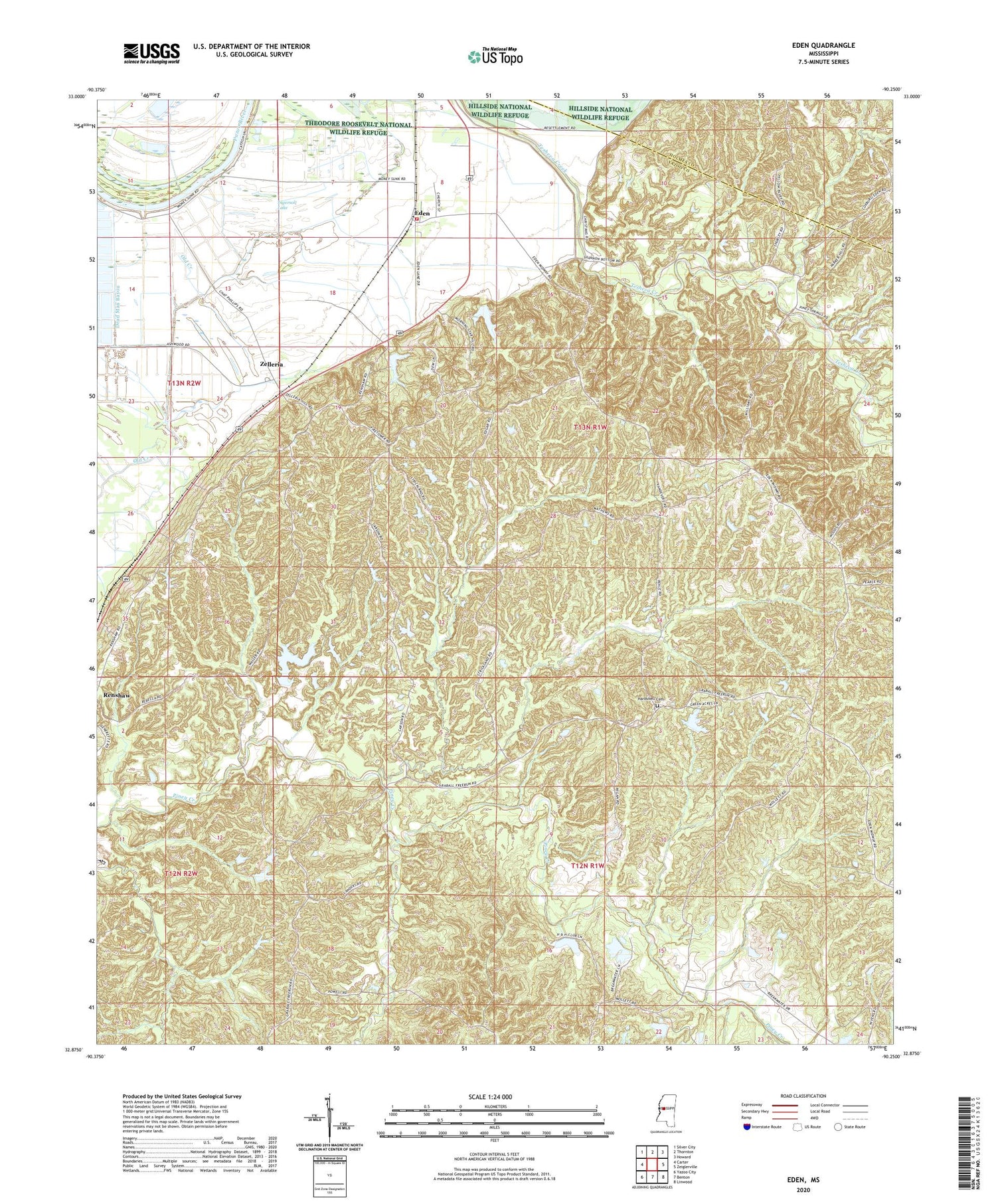 Eden Mississippi US Topo Map Image