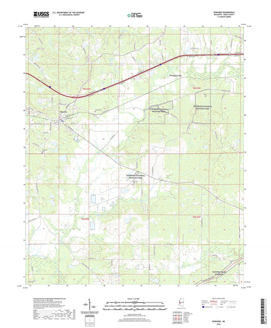 Edwards Mississippi US Topo Map Image