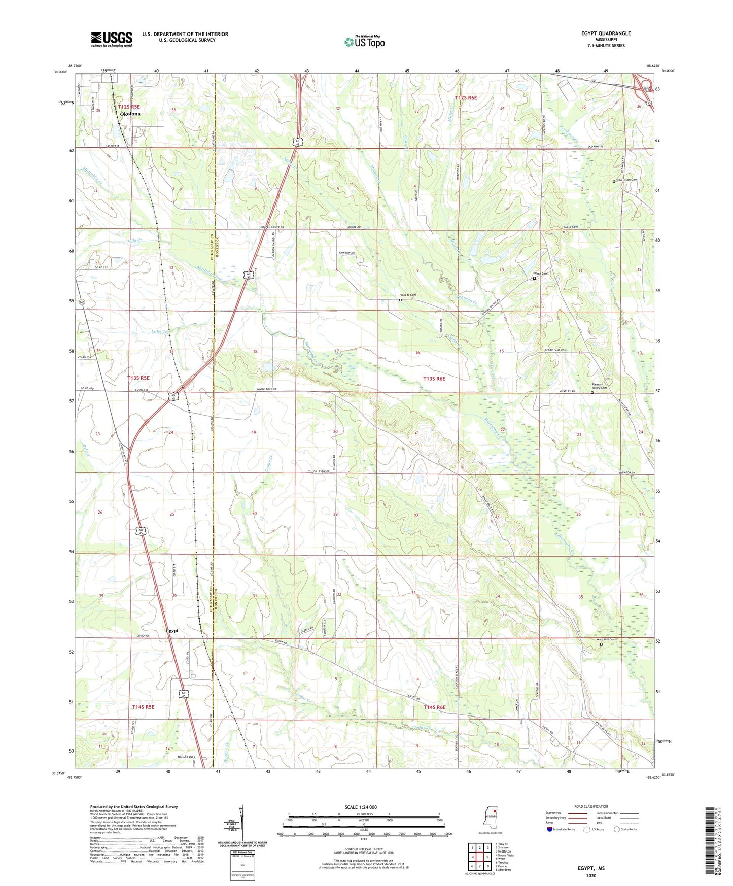 Egypt Mississippi US Topo Map Image