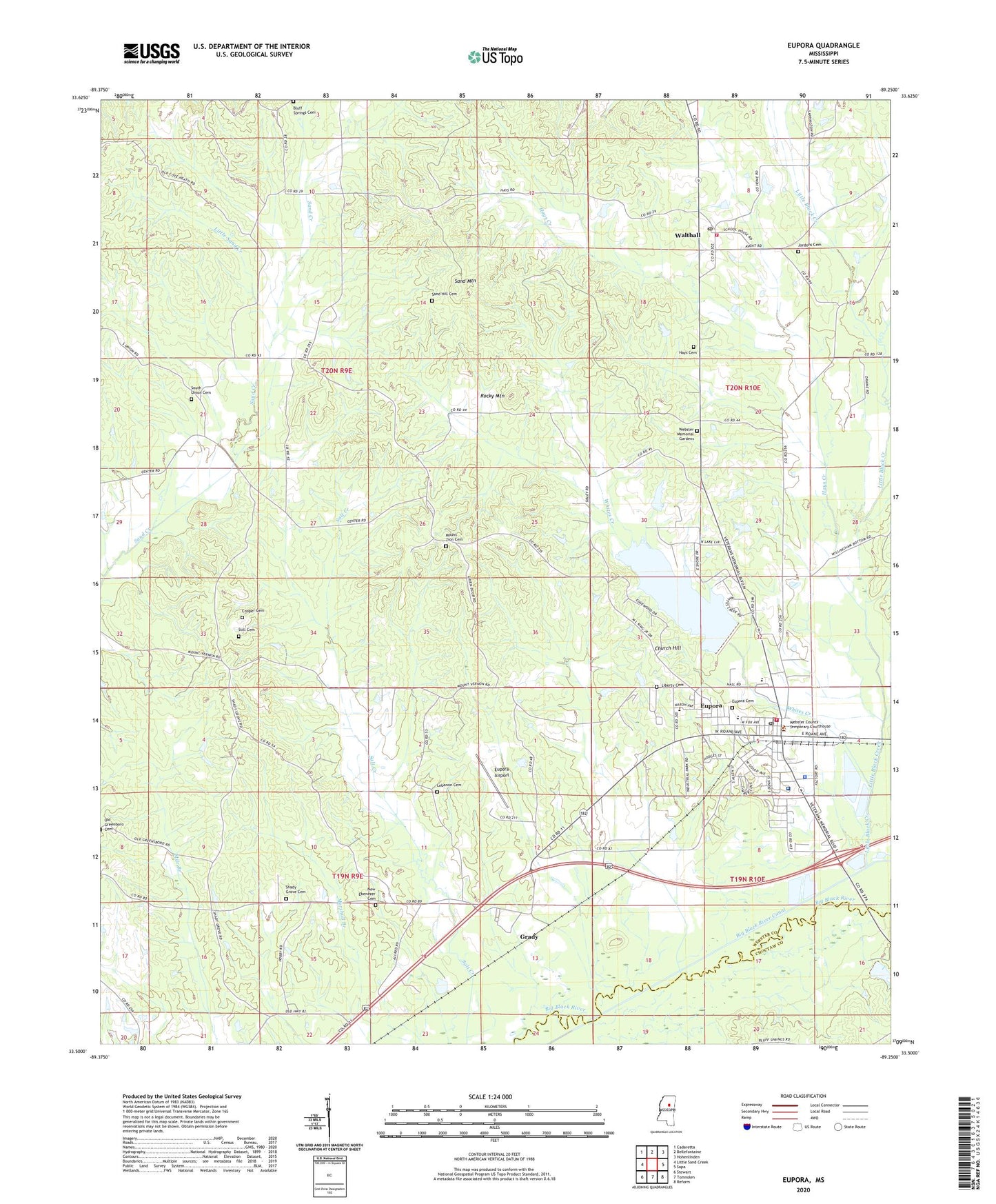 Eupora Mississippi US Topo Map Image