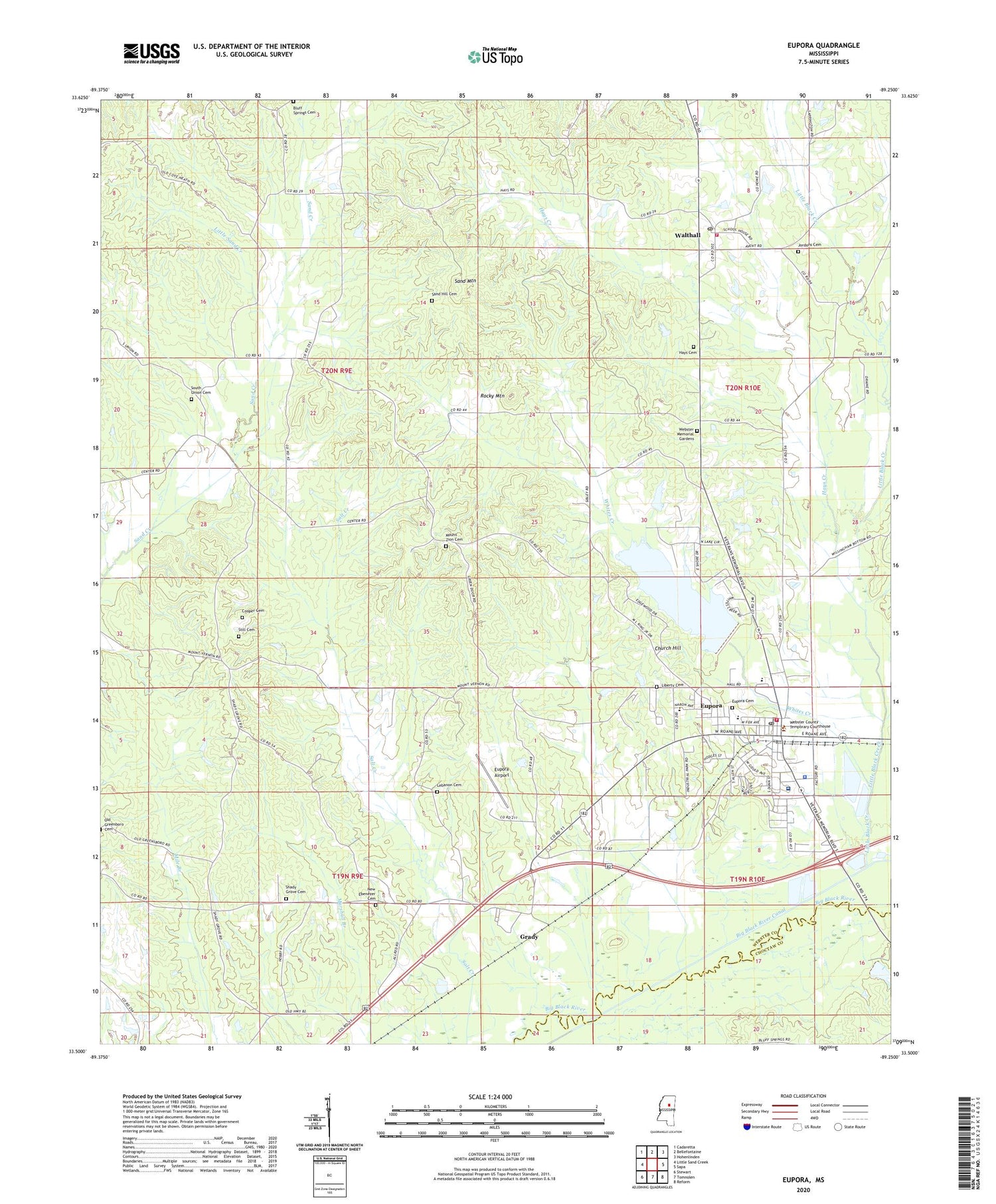 Eupora Mississippi US Topo Map Image