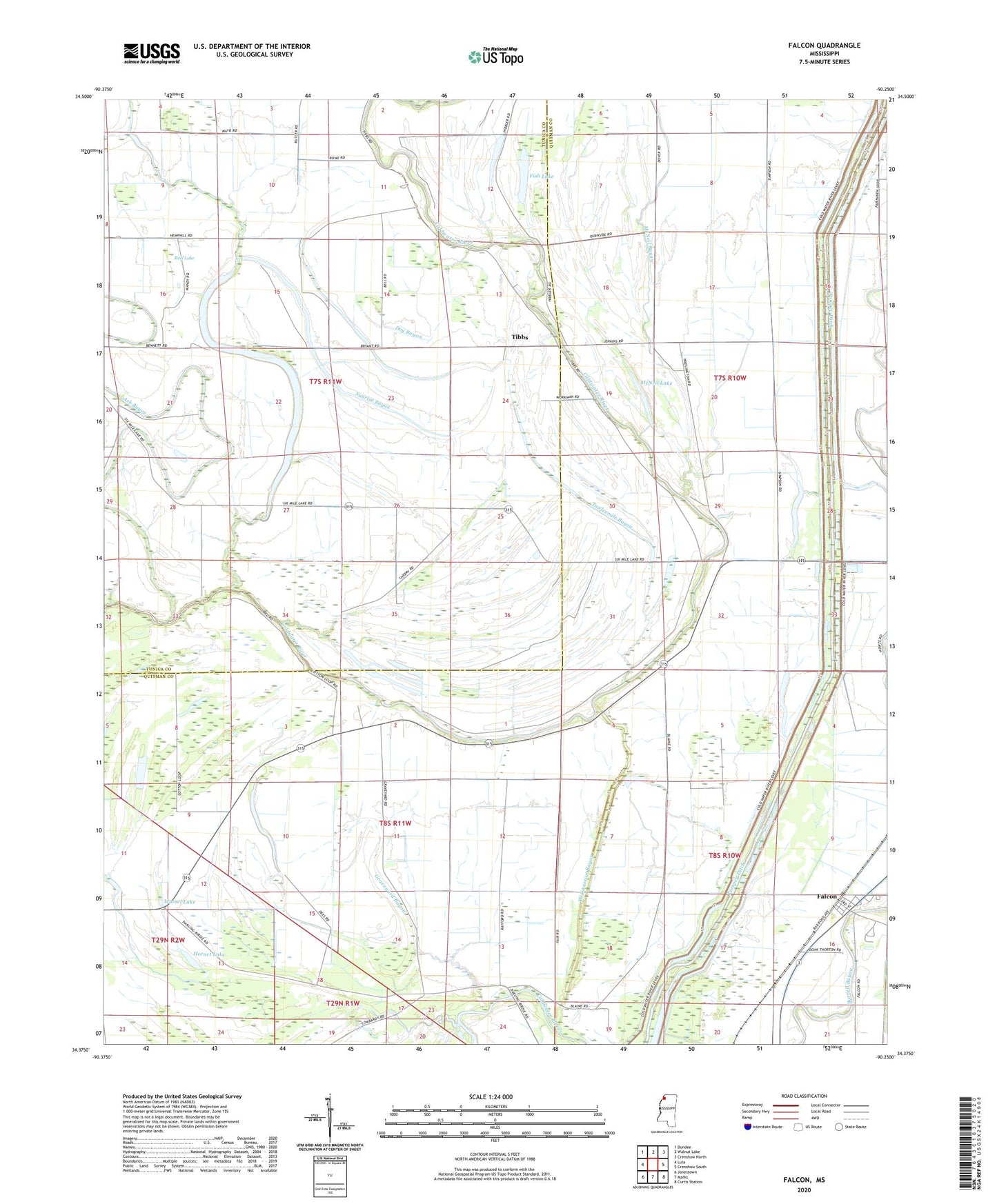 Falcon Mississippi US Topo Map Image