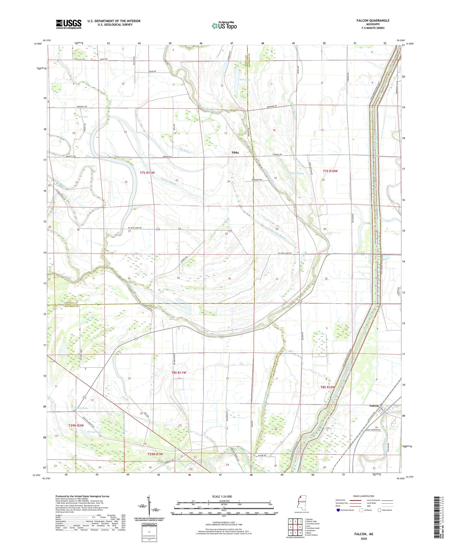Falcon Mississippi US Topo Map Image