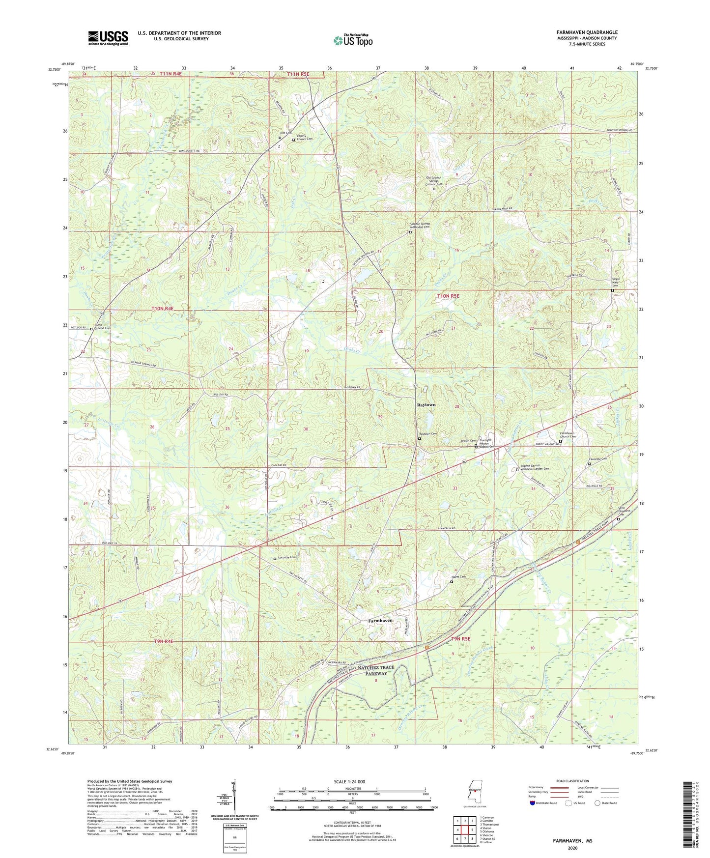 Farmhaven Mississippi US Topo Map Image