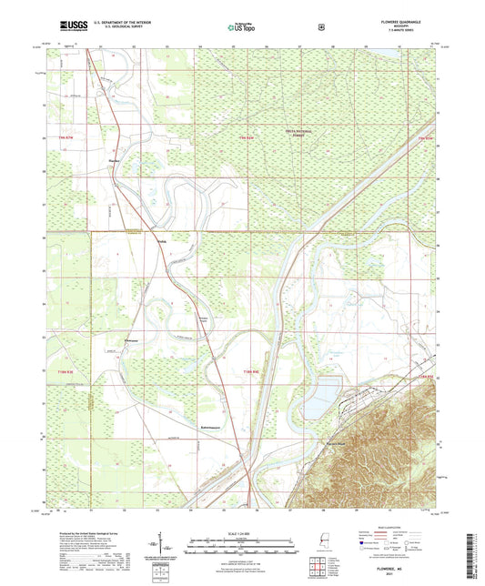 Floweree Mississippi US Topo Map Image