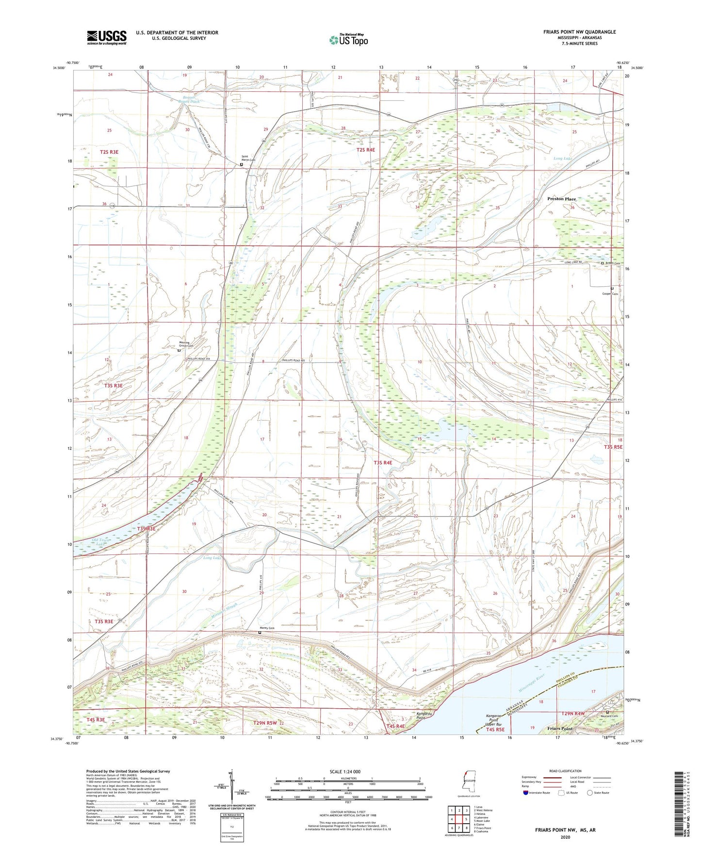 Friars Point NW Mississippi US Topo Map Image
