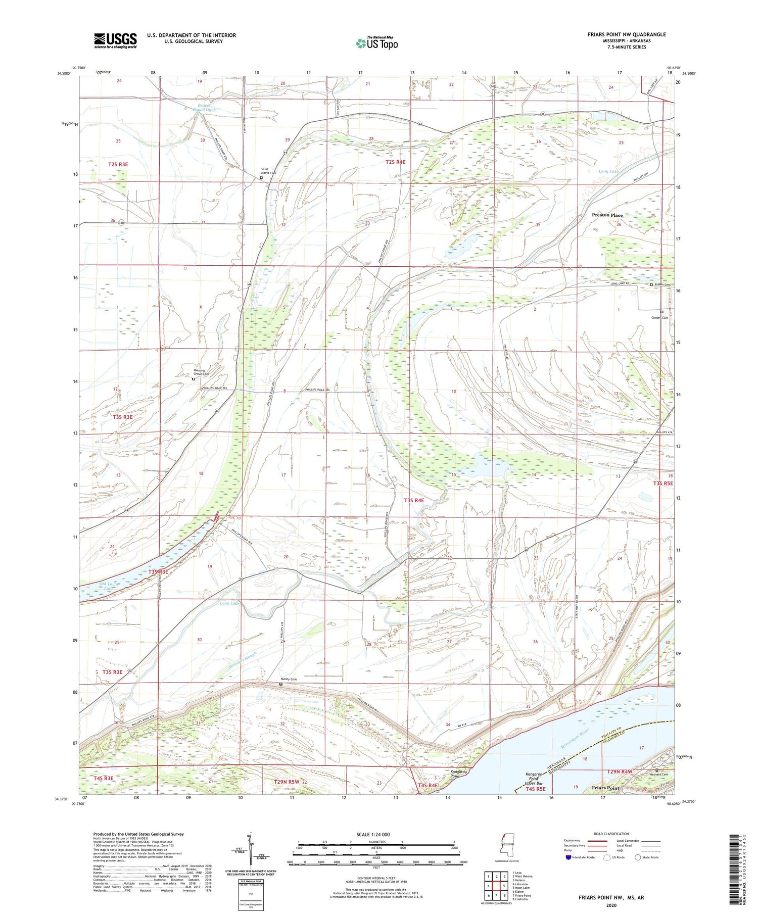 Friars Point NW Mississippi US Topo Map Image