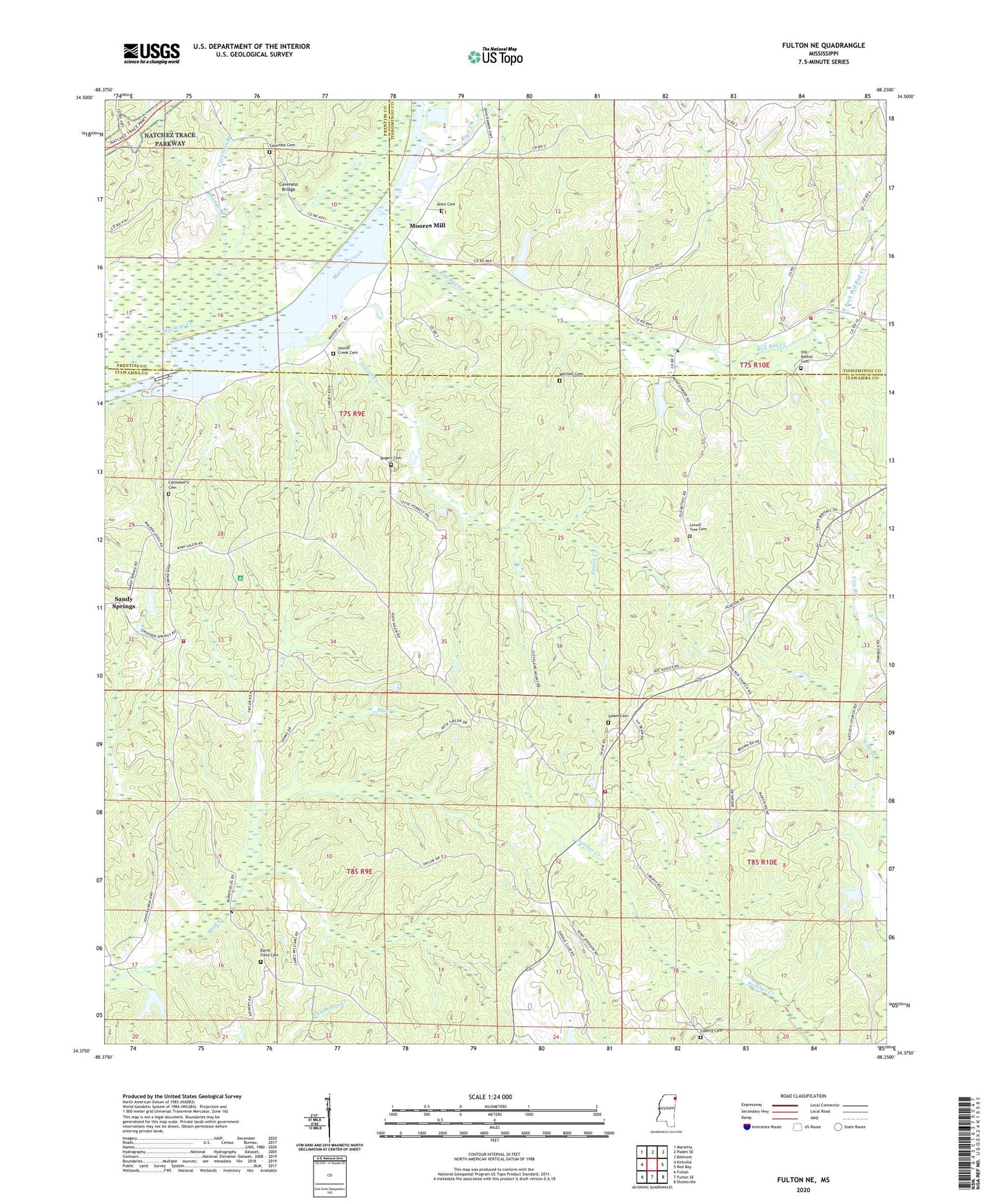 Fulton NE Mississippi US Topo Map Image