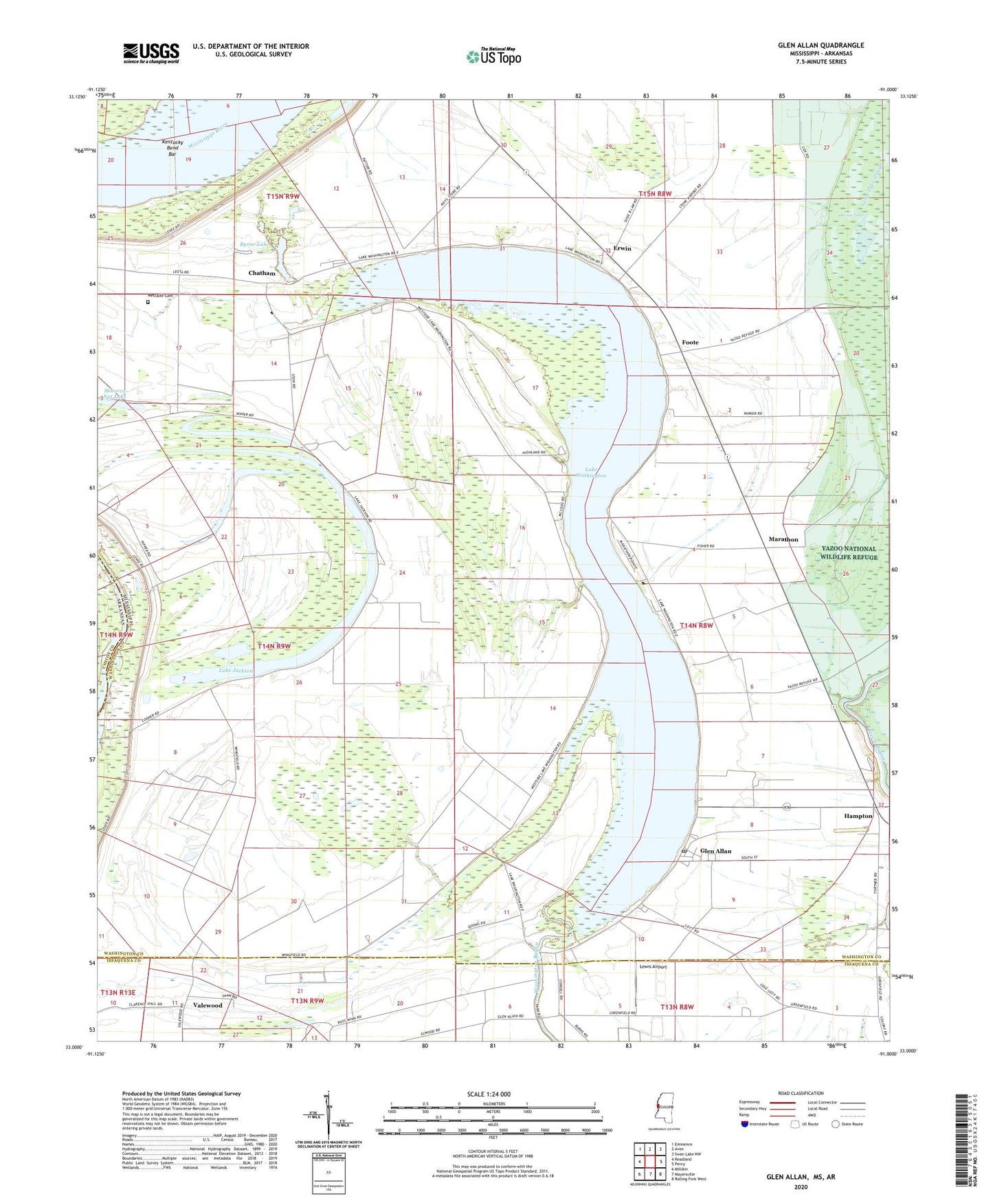 Glen Allan Mississippi US Topo Map Image