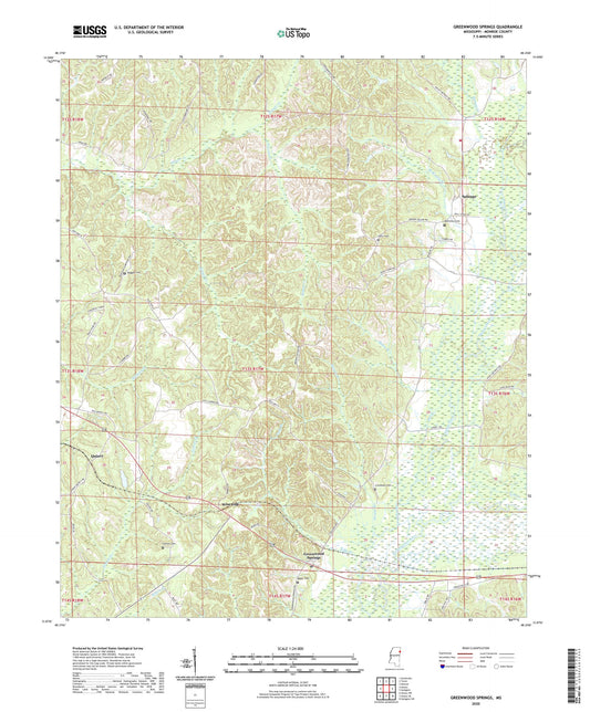 Greenwood Springs Mississippi US Topo Map Image