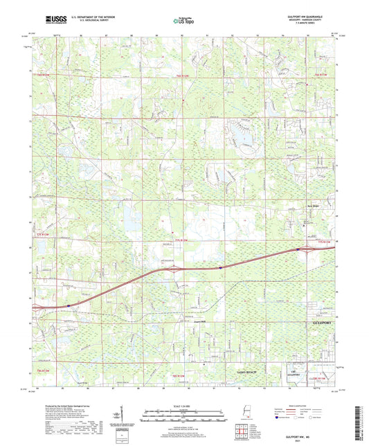Gulfport NW Mississippi US Topo Map Image