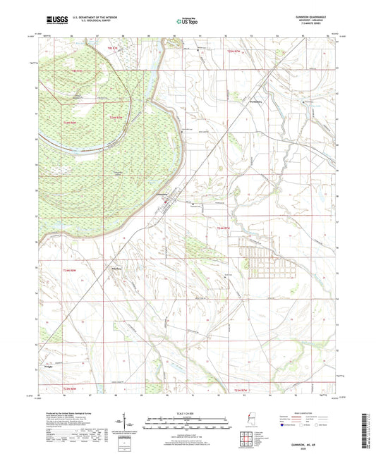 Gunnison Mississippi US Topo Map Image
