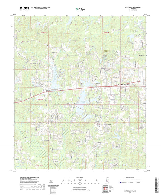Hattiesburg SW Mississippi US Topo Map Image
