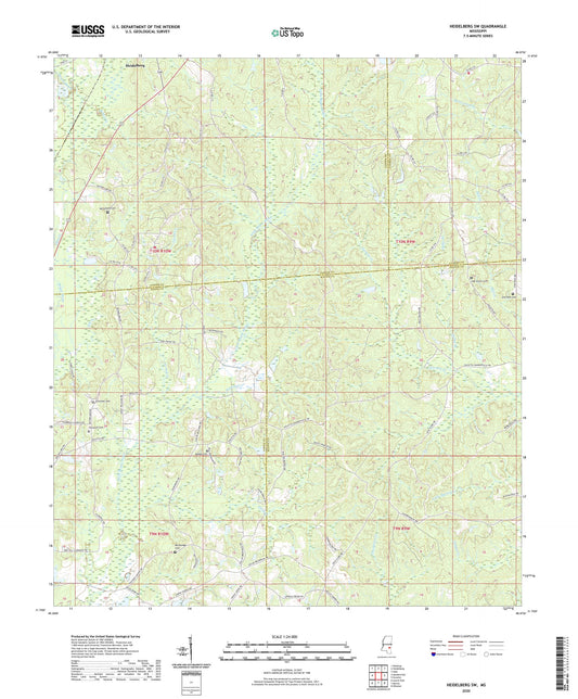 Heidelberg SW Mississippi US Topo Map Image
