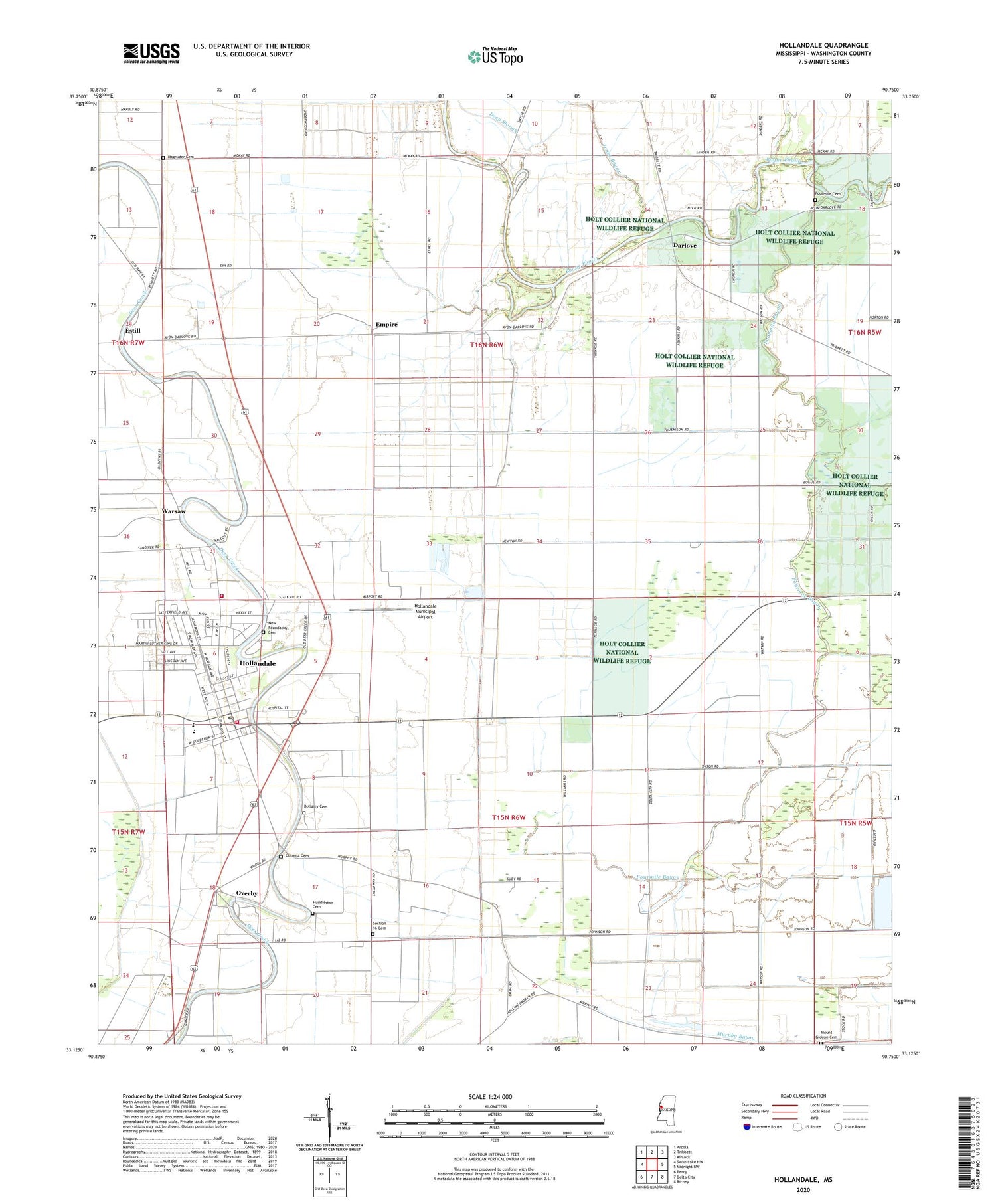 Hollandale Mississippi US Topo Map Image