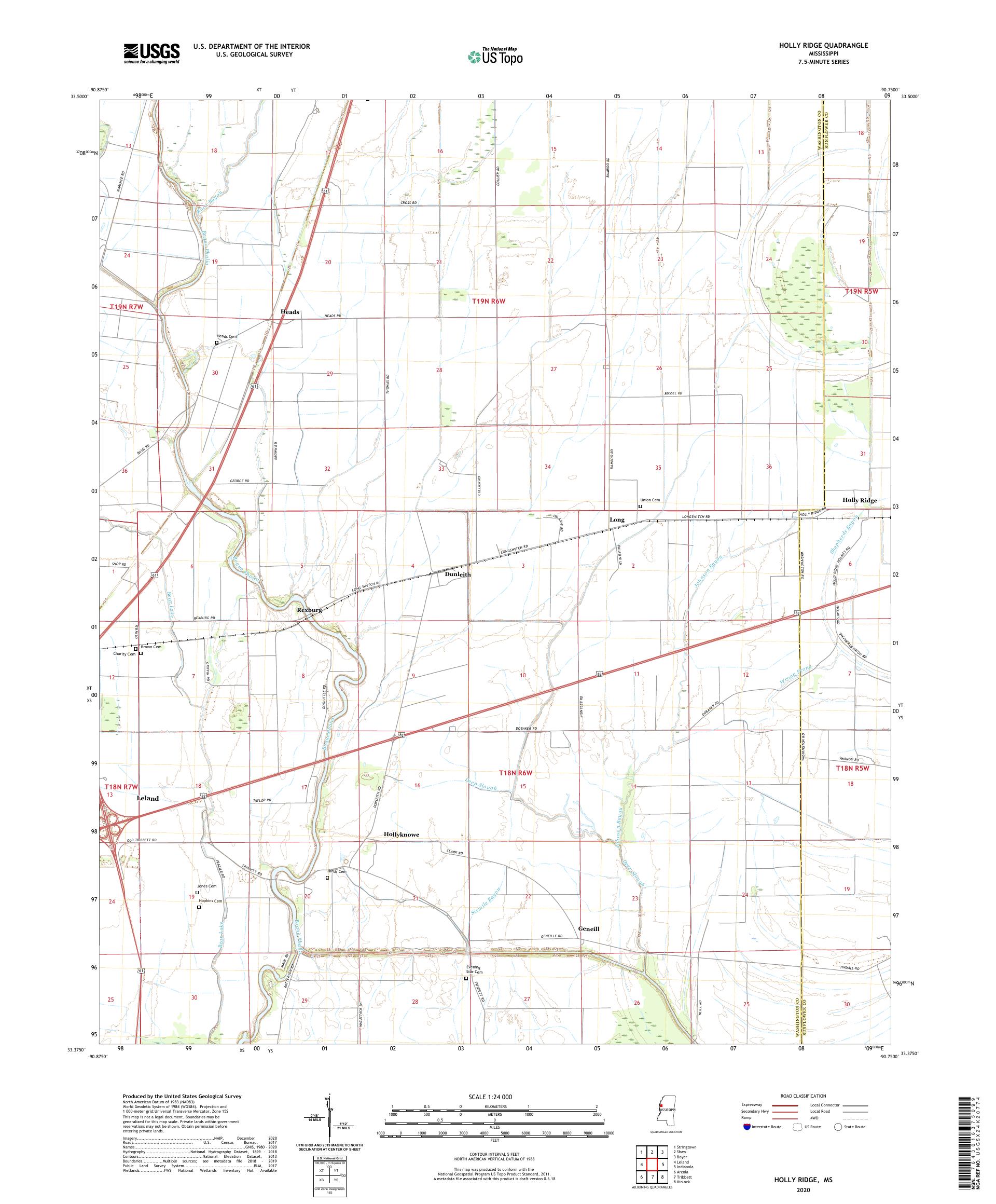 Holly Ridge Mississippi US Topo Map – MyTopo Map Store