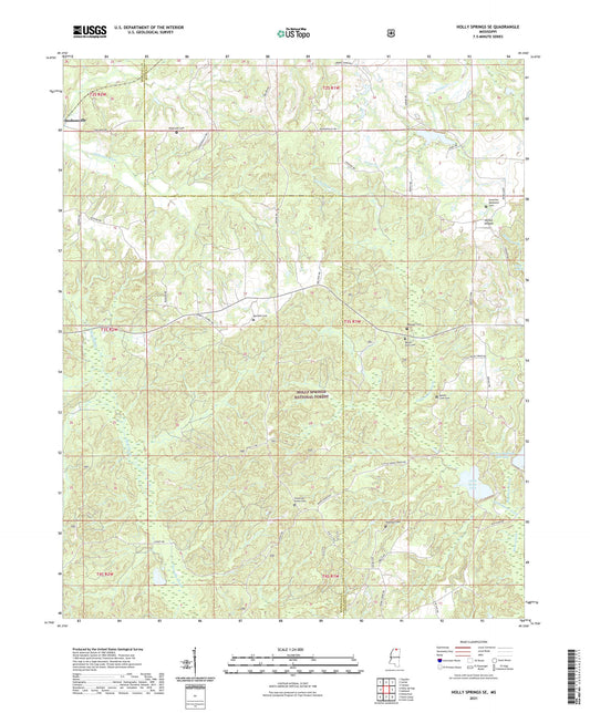 Holly Springs SE Mississippi US Topo Map Image