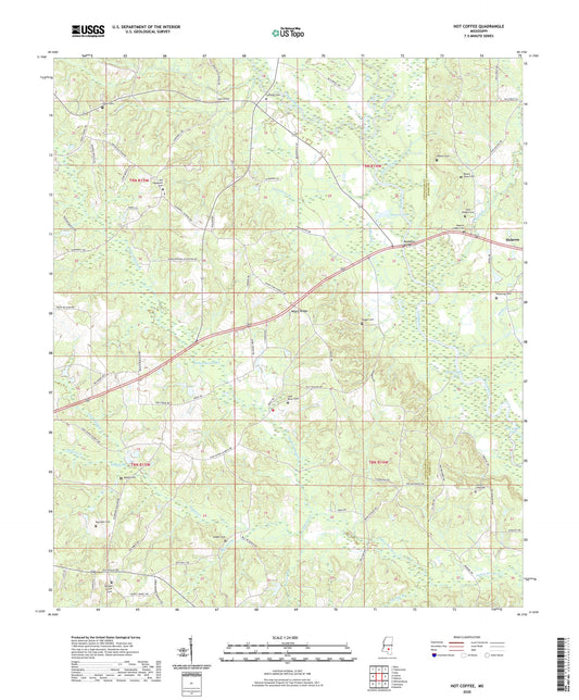 Hot Coffee Mississippi US Topo Map Image