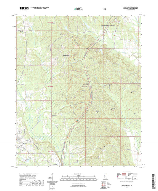 Houston East Mississippi US Topo Map Image