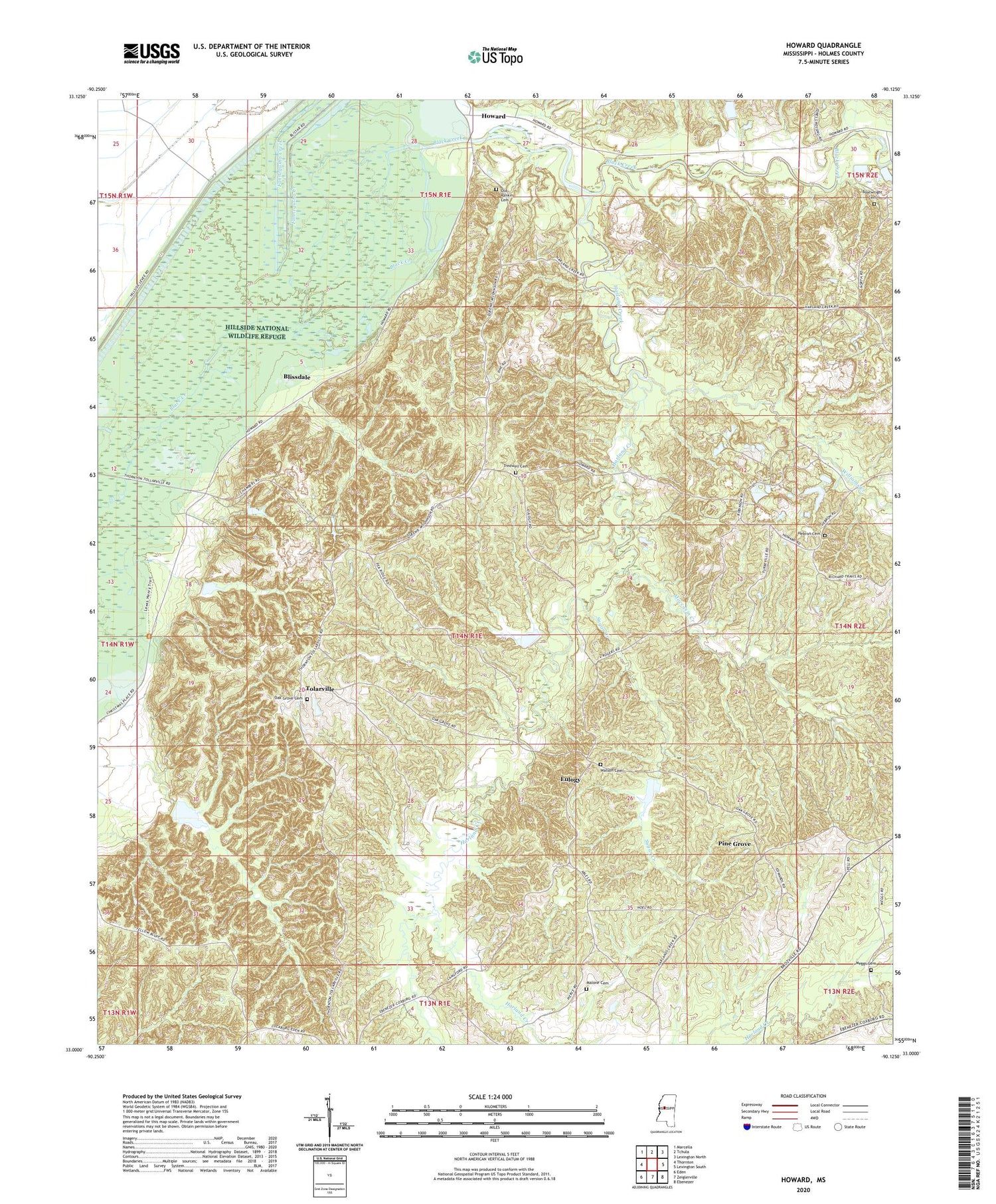 Howard Mississippi US Topo Map Image
