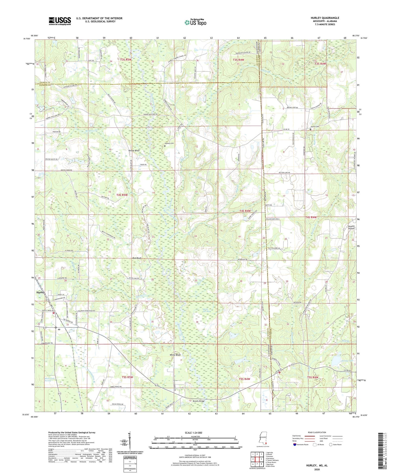 Hurley Mississippi US Topo Map Image