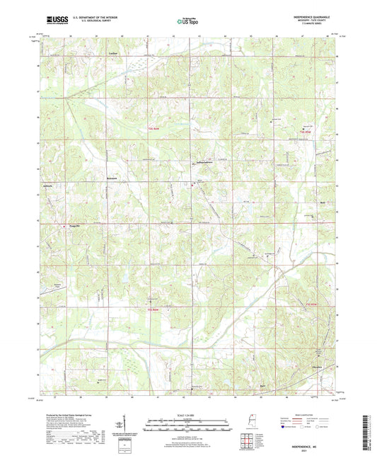 Independence Mississippi US Topo Map Image