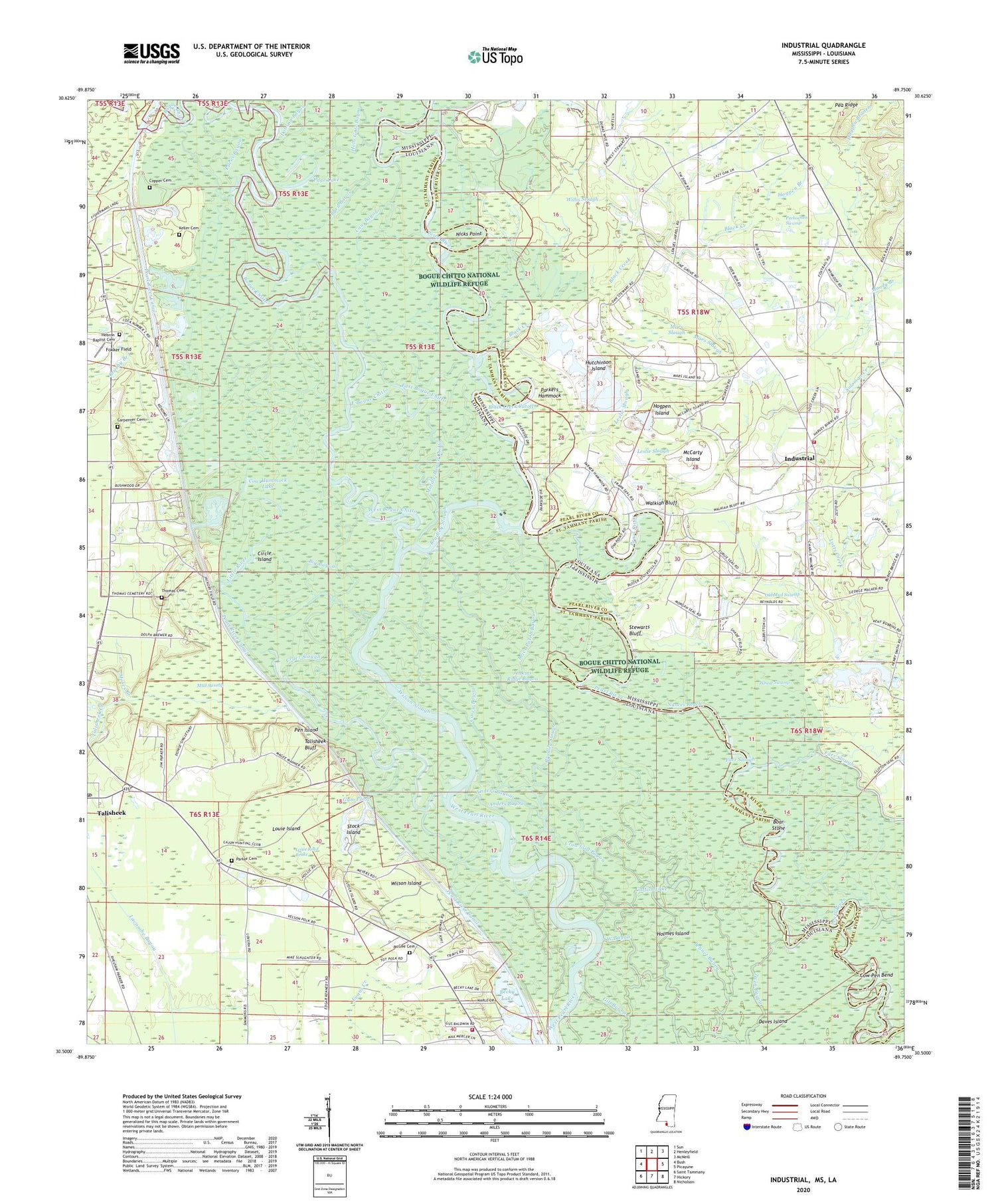 Industrial Mississippi US Topo Map Image