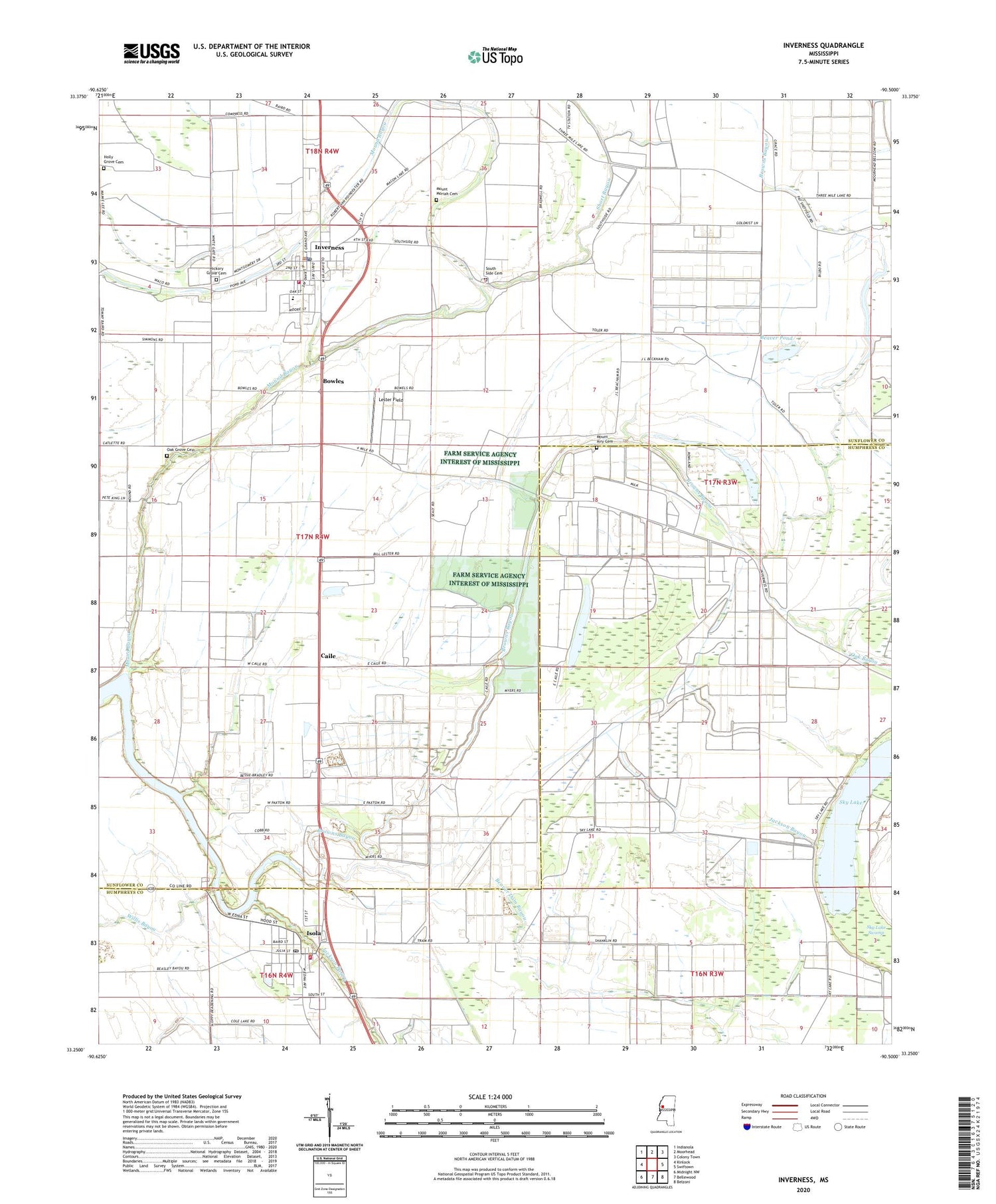Inverness Mississippi US Topo Map Image